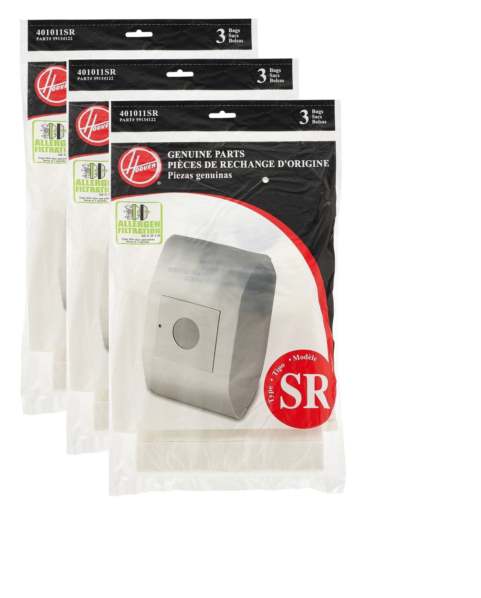 Hoover 401010SR Vacuum Cleaner Bags - 9 Pack | Genuine Replacement Bags for Hoover Vacuums | Perfect for Pet Hair, Allergies & Deep Cleaning