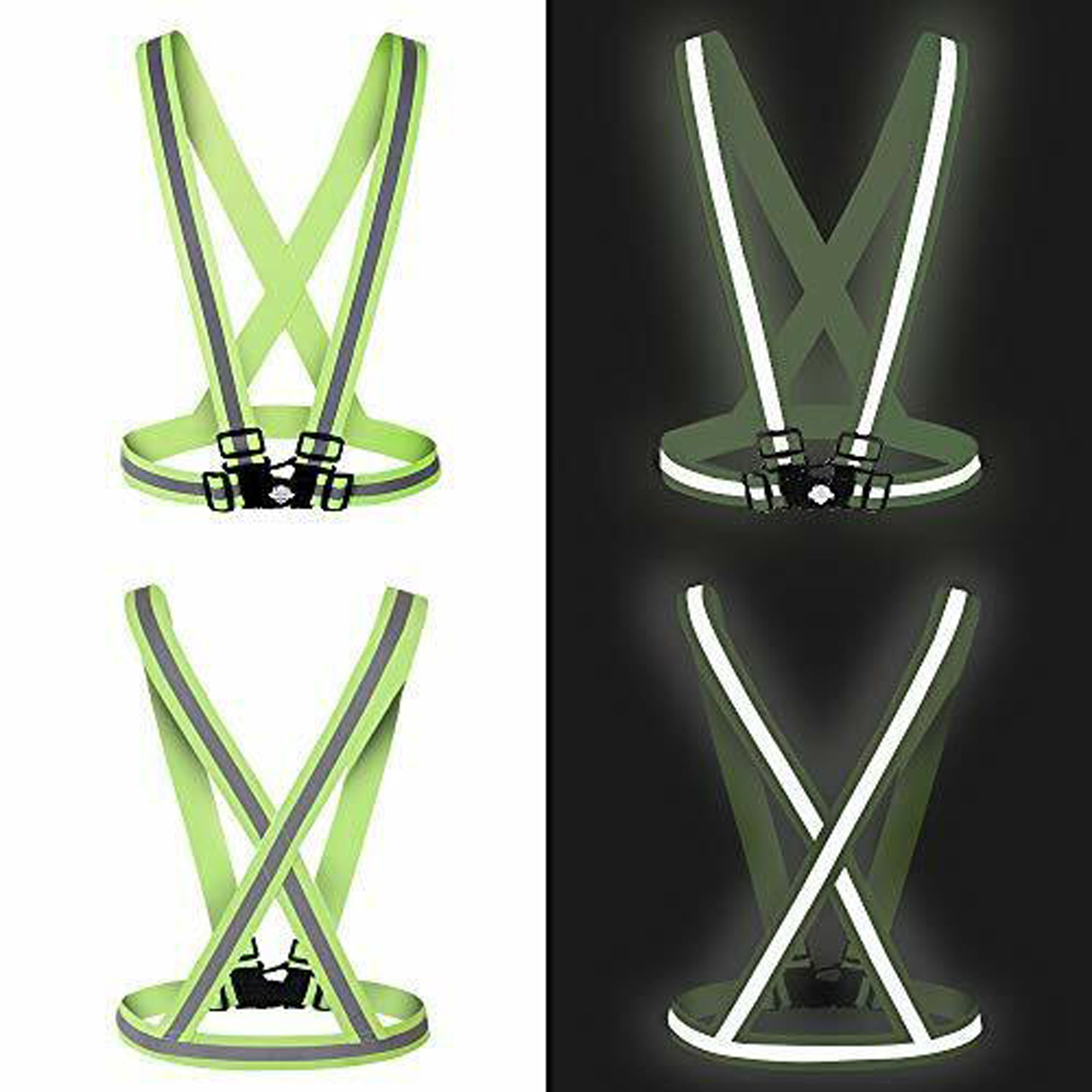 High Visibility Reflective Safety Vest with Adjustable Straps - 2 Pack Cross Belt for Running, Cycling & Construction Work