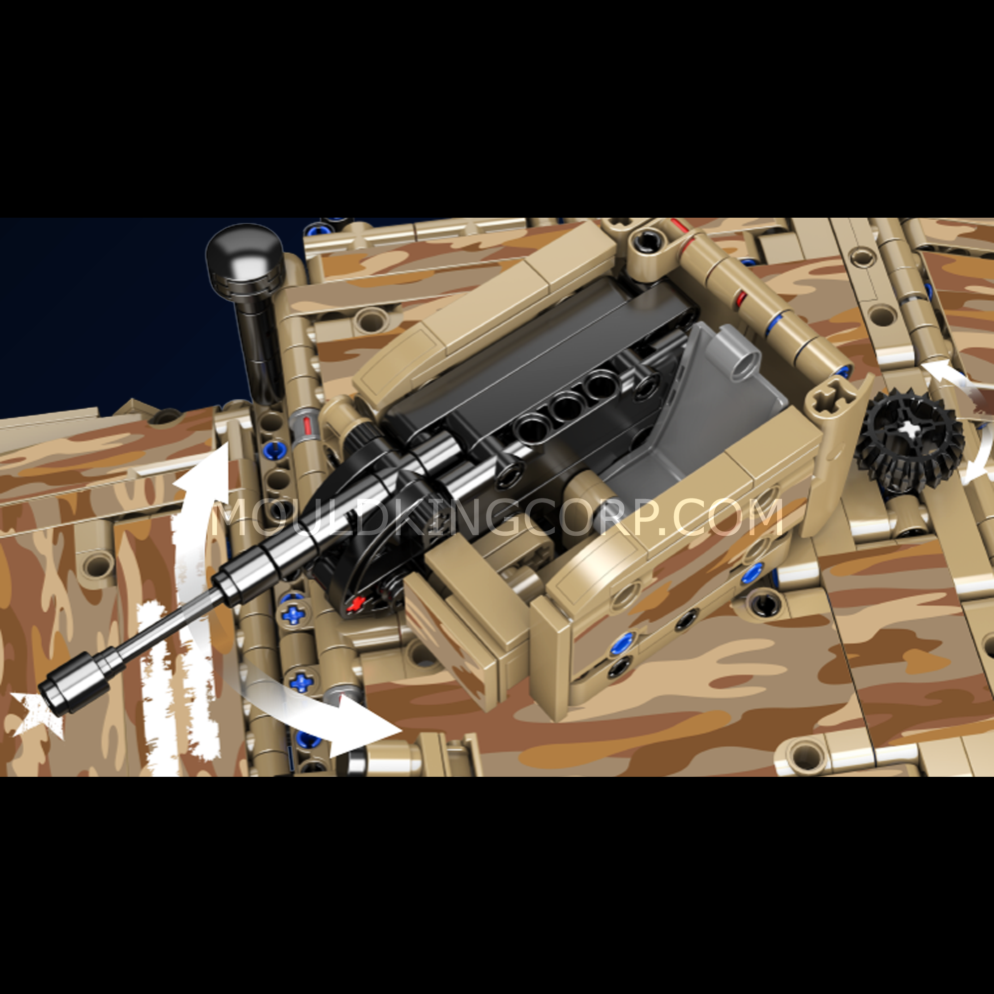 Mould King 20047 Remote Control Humvee Building Kit - 2094 Piece Desert Tracked Vehicle Model Set for Adults & Teens | STEM Toy for Military Enthusiasts, Perfect for Collectors & RC Hobbyists