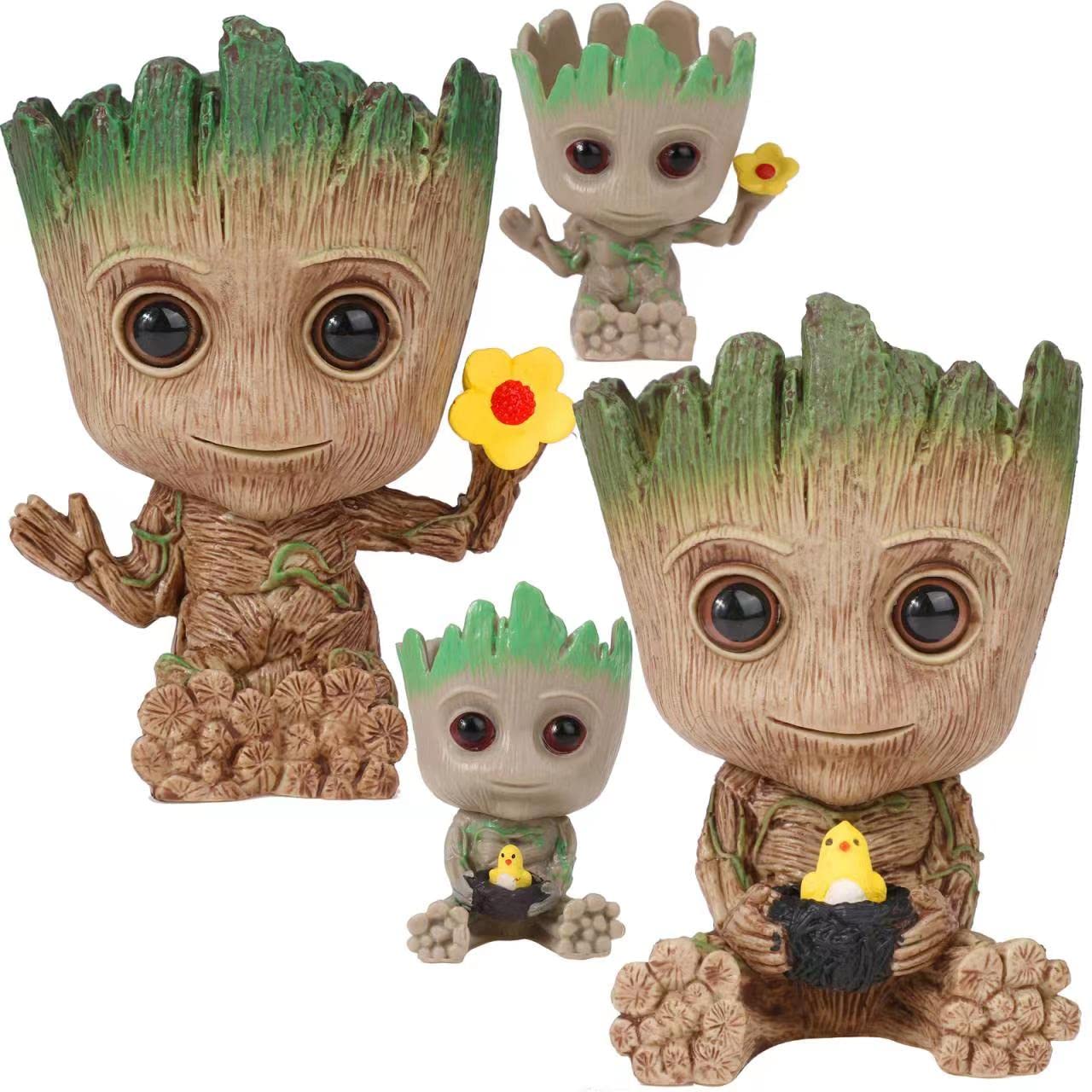 Face Planters Pots - Cute Succulent & Flower Head Planter with Drainage Hole - Perfect for Home, Garden, Office Decor - Great Gift Idea for Plant Lovers (Groot Style)