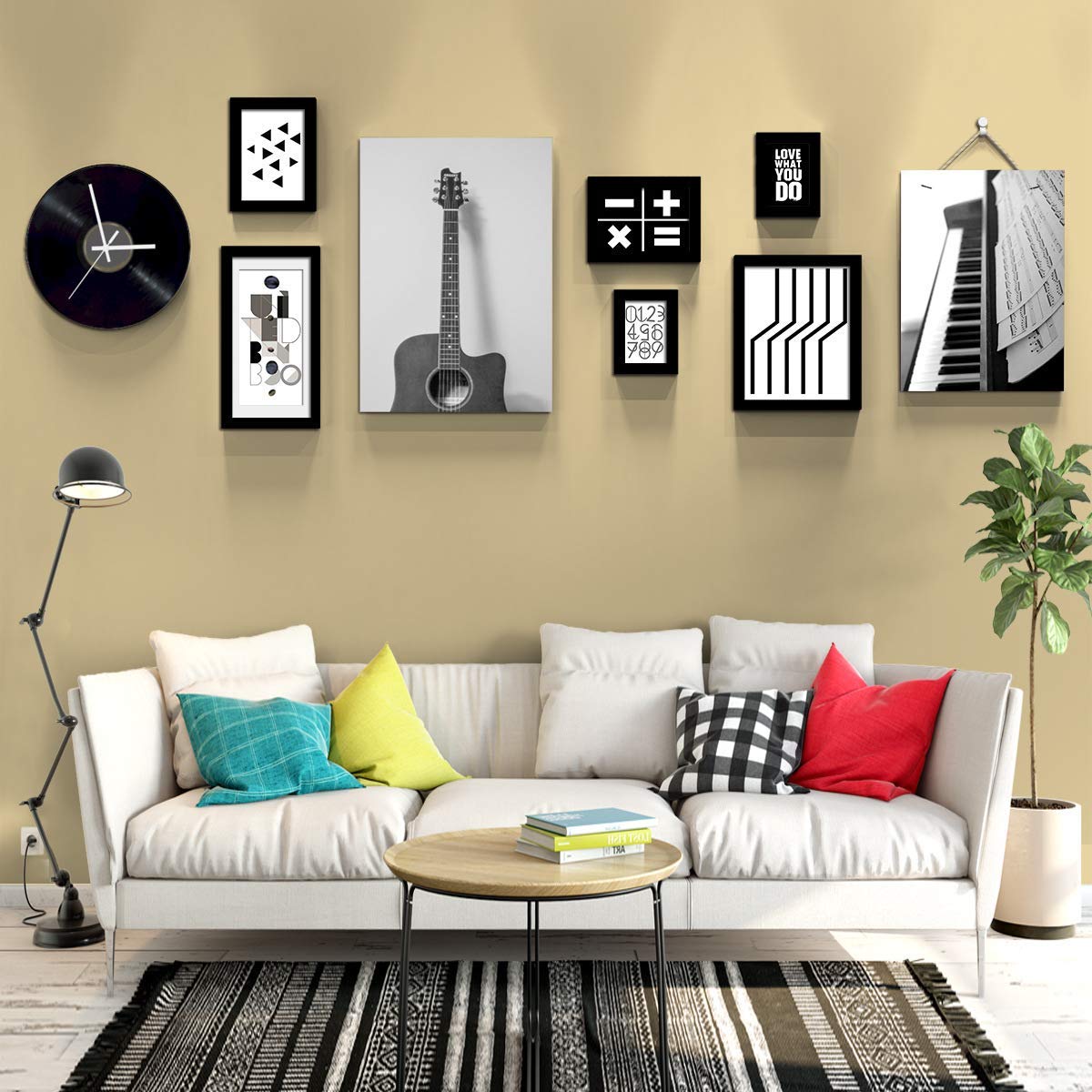9 Pack Picture Frames Collage Set - Wall Gallery Kit for Home Decor (11.6x15.5cm, 15.7x20.8cm, 23x28cm, 18x33.2cm) - Perfect for Living Room, Bedroom & Office Wall Display