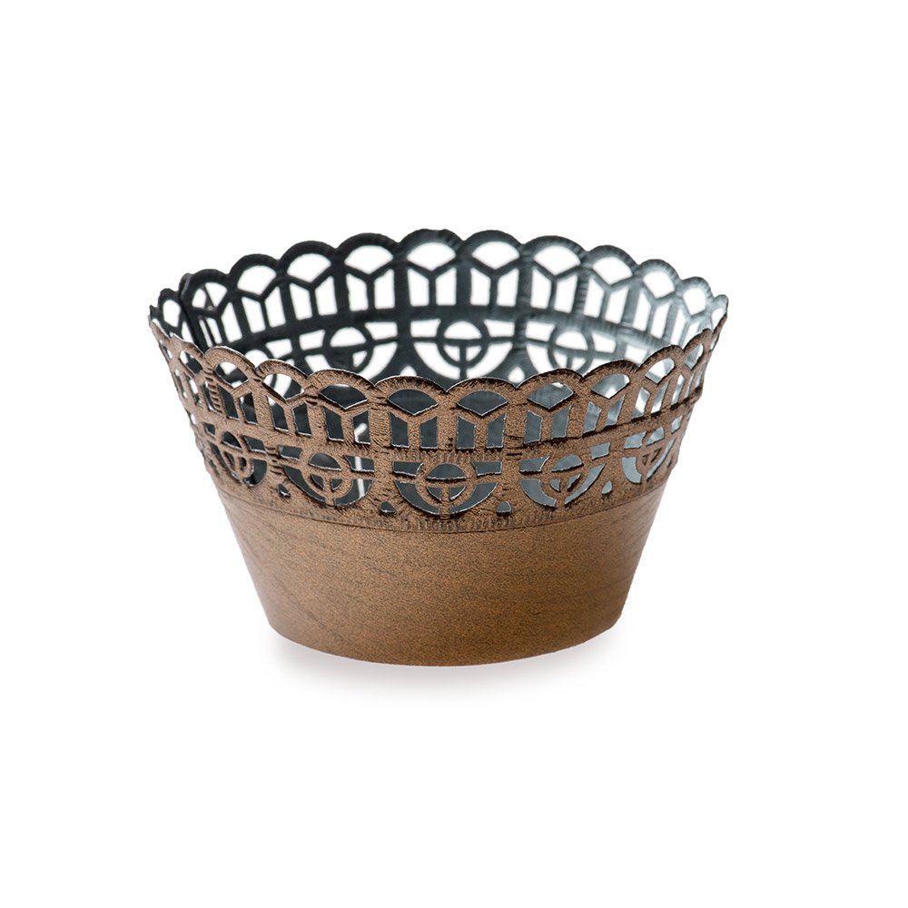Restaurantware Bellissimo 2.1 Inch Cupcake Wraps - 200 Pack Cocoa Brown Lace Cupcake Liners for Baking, Party Decorations & Wedding Desserts