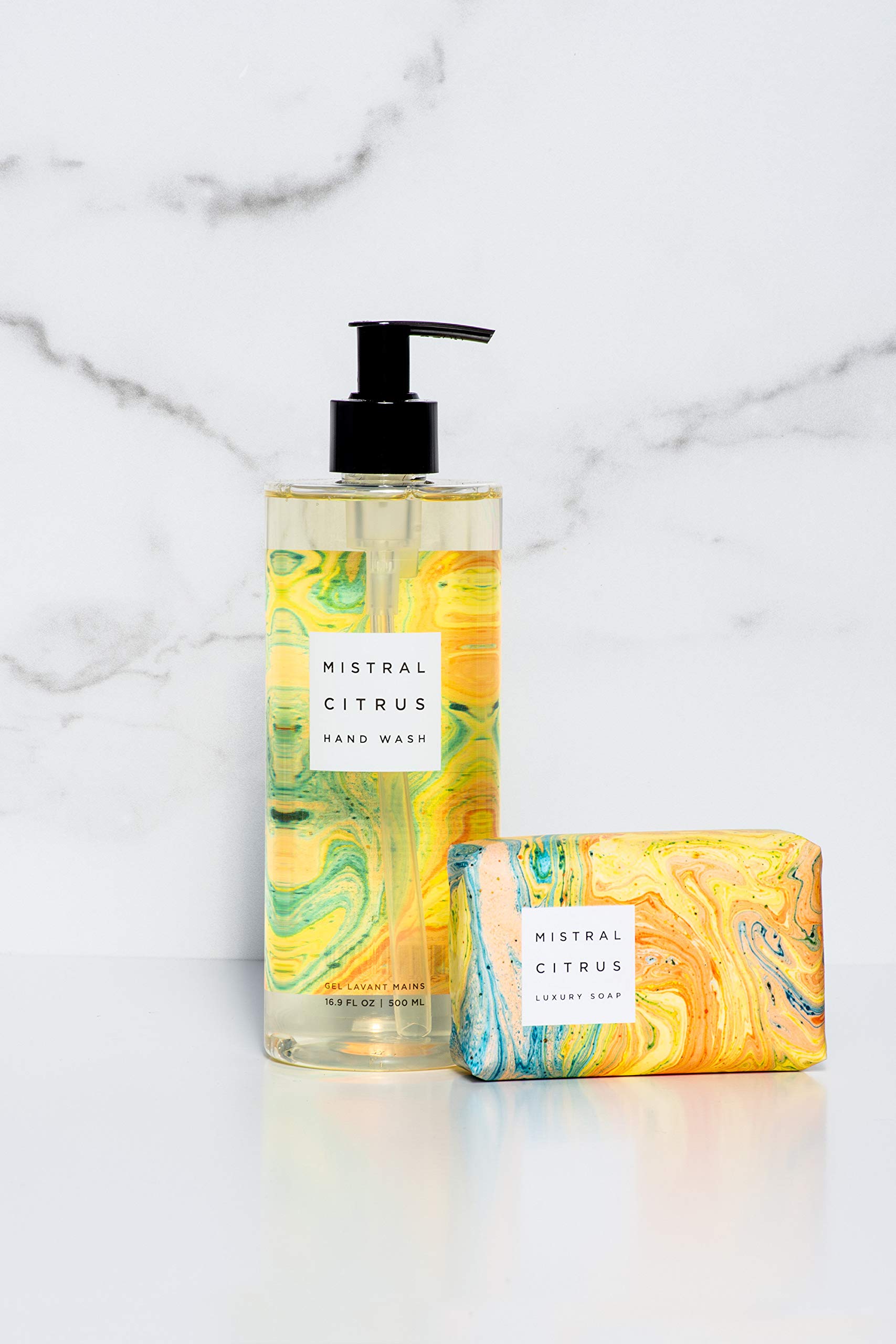 Mistral Marbles Hand Wash - Refreshing Citrus Scent, 16.9 fl oz (500ml) - Gentle Foaming Soap for Kitchen, Bathroom & Guest Washrooms - Vegan & Cruelty-Free