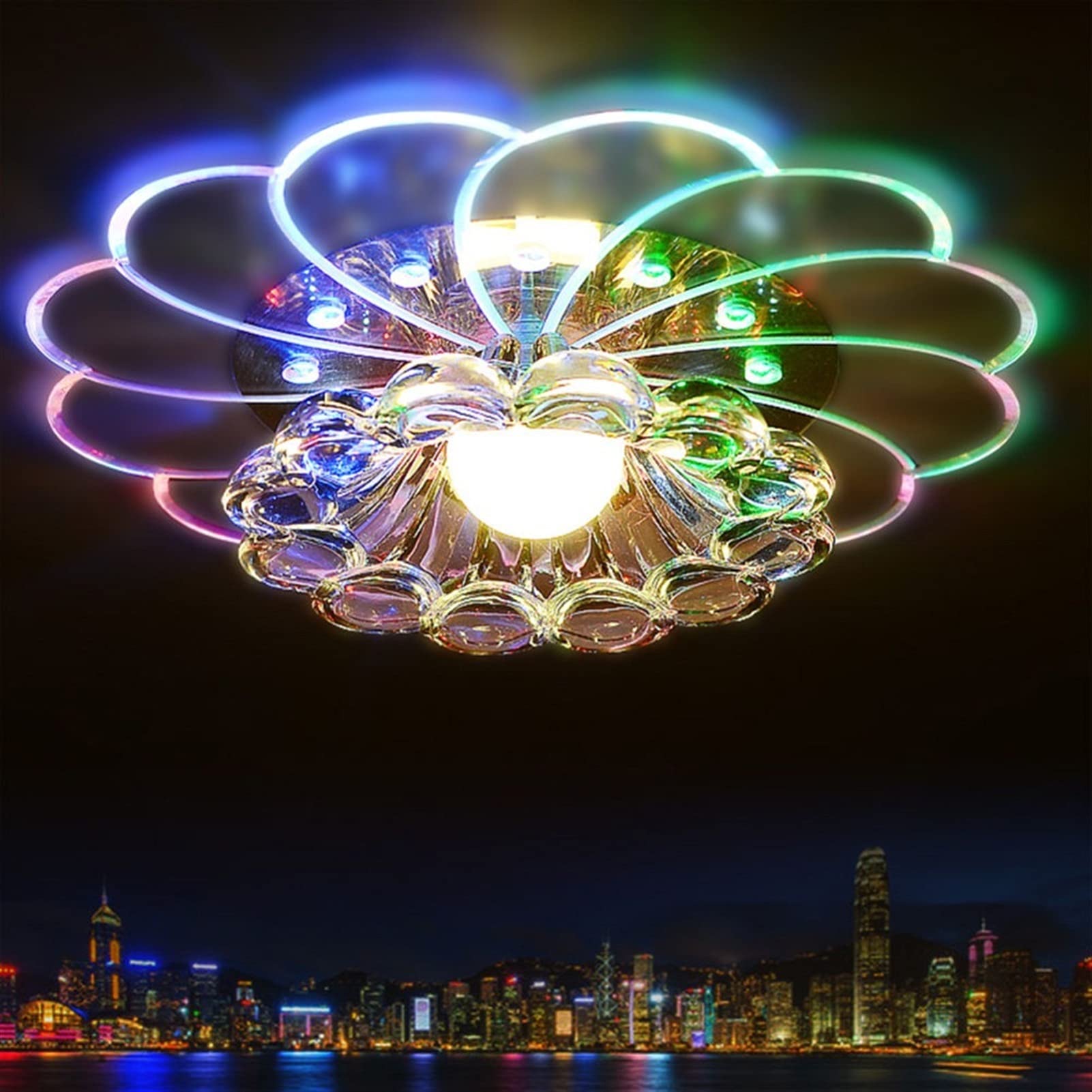 Modern Crystal 5W LED Ceiling Chandelier Light Fixture - Energy Efficient Lighting for Living Room, Hallway, Kitchen & Dining Room - Elegant Home Decor & Ambient Lighting Solution
