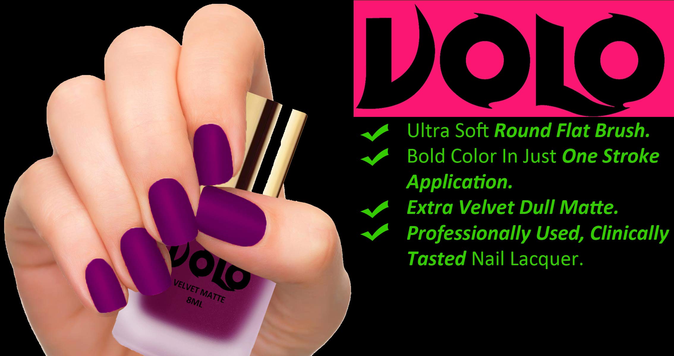 Volo Velvet Matte Nail Polish Set - Pack of 4 (Chocolate Brown, Blue, Grey, Dark Wine) 32ml - Long Lasting Vegan Nail Polish for Women - Perfect for Parties, Weddings & Special Occasions