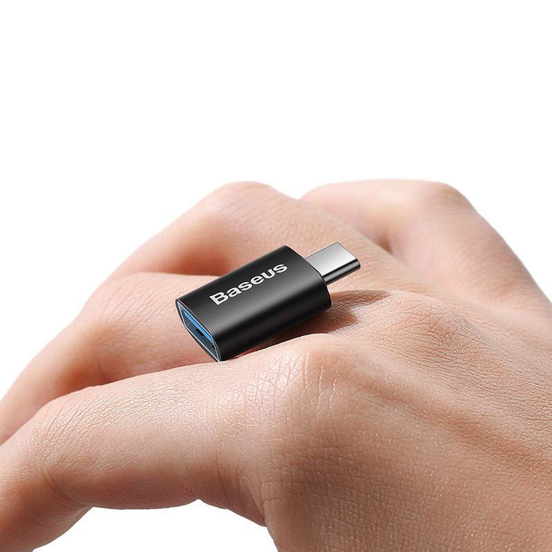 Baseus Mini OTG Adapter 10Gbps USB-C to USB 3.1 - Fast Data Transfer & Charging - Perfect for MacBook, Smartphones & External Storage (Black)