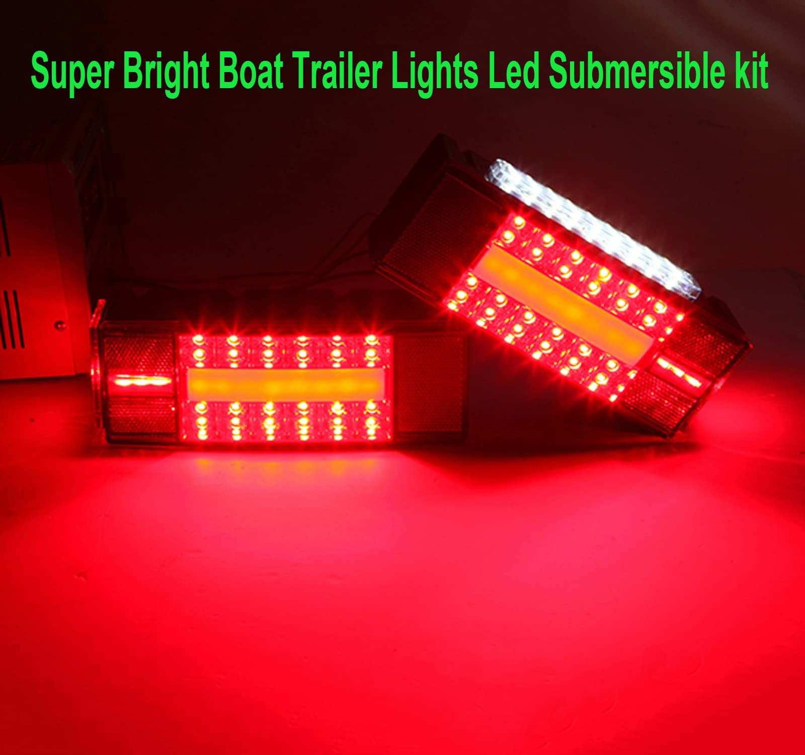 Low Profile Rectangular LED Boat Trailer Lights Kit - IP68 Waterproof Red Sealed Tail Lights Replacement for Fishing Boat Trailers, Trucks & Marine Vehicles | Perfect for Night Towing & Water Activities
