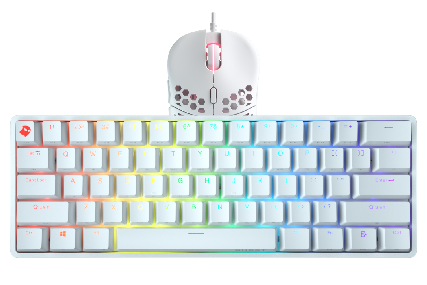 Ghost K1 Wireless Keyboard and Mouse Combo - Ergonomic RGB Backlit Gaming Set with 2.4G USB Receiver for PC, Laptop, Mac - Perfect for Gaming, Office Work & Home Use