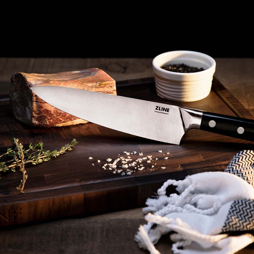 ZLINE 8-Inch Professional German Steel Chef Knife - High Carbon Stainless Steel Kitchen Knife for Precision Cutting, Slicing & Dicing - Perfect for Home Chefs & Professional Kitchens (KCKT GS)