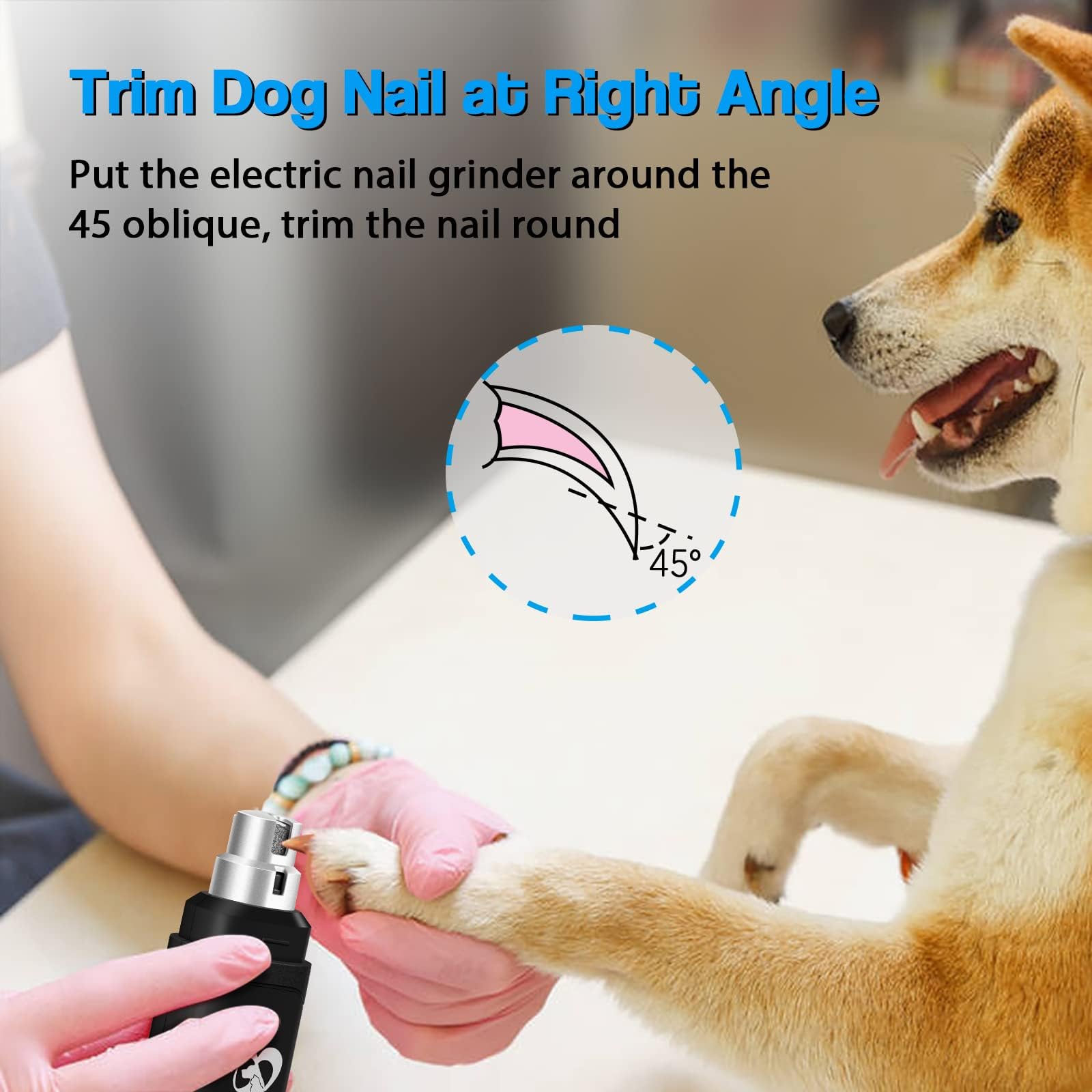 Casfuy Upgraded Dog Nail Grinder - Professional 2-Speed Electric Rechargeable Pet Nail Trimmer for Painless Paws Grooming | Safe for Small, Medium & Large Dogs & Cats (Black) | Perfect for At-Home Pet Grooming & Nail Maintenance