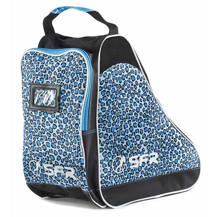 SFR Skate Bag Blue Leopard Print Backpack - Durable Skateboarding Backpack for Roller Skates, Shoes & Gear - Perfect for Skating, Travel & Gym Use