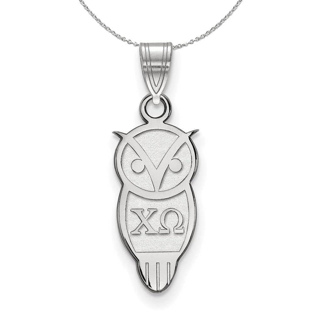 Chi Omega Sterling Silver Small Pendant Necklace - Elegant Black Bow Design for Sorority Sisters | Perfect for Graduation, Sisterhood Events & Everyday Wear