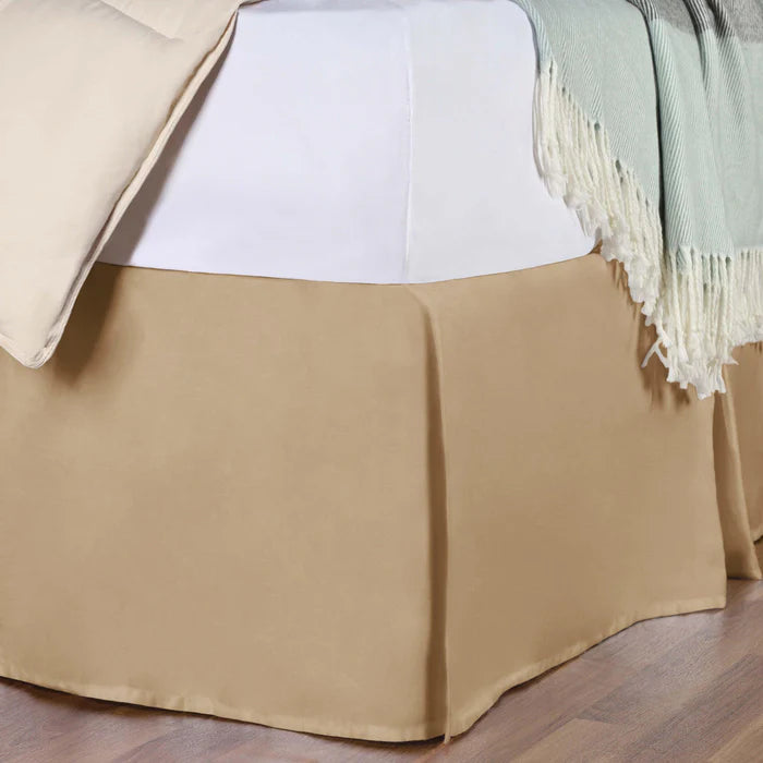 Premium Egyptian Cotton 300 Thread Count Solid Bed Skirt - Queen Size, Fitted Dust Ruffle for Elegant Bedroom Decor & Hotel-Style Luxury