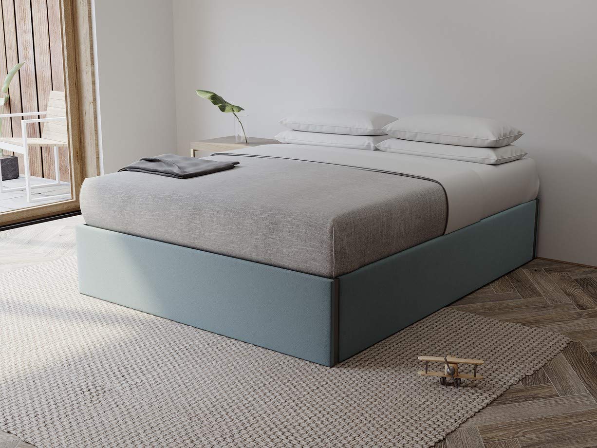Velvet Upholstered Queen Size Platform Bed Frame - Antique Blue Modern Bed with Easy Assembly, No Box Spring Needed - Perfect for Bedrooms, Guest Rooms & Apartments | Sturdy Support & Sleek Design for Ultimate Comfort