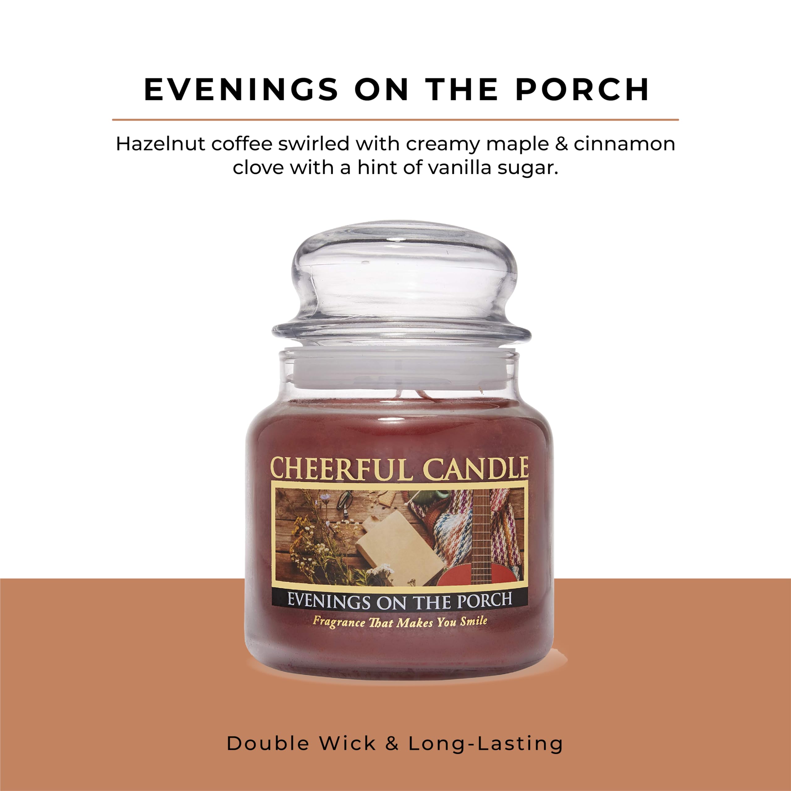 16 oz Scented Candle Jar - Cheerful Giver Porch Candle with 135 Hours Burn Time, Aromatic Soy Wax Candle for Home Decor, Relaxation & Gifts for Women - Perfect for Evenings, Meditation & Cozy Ambiance