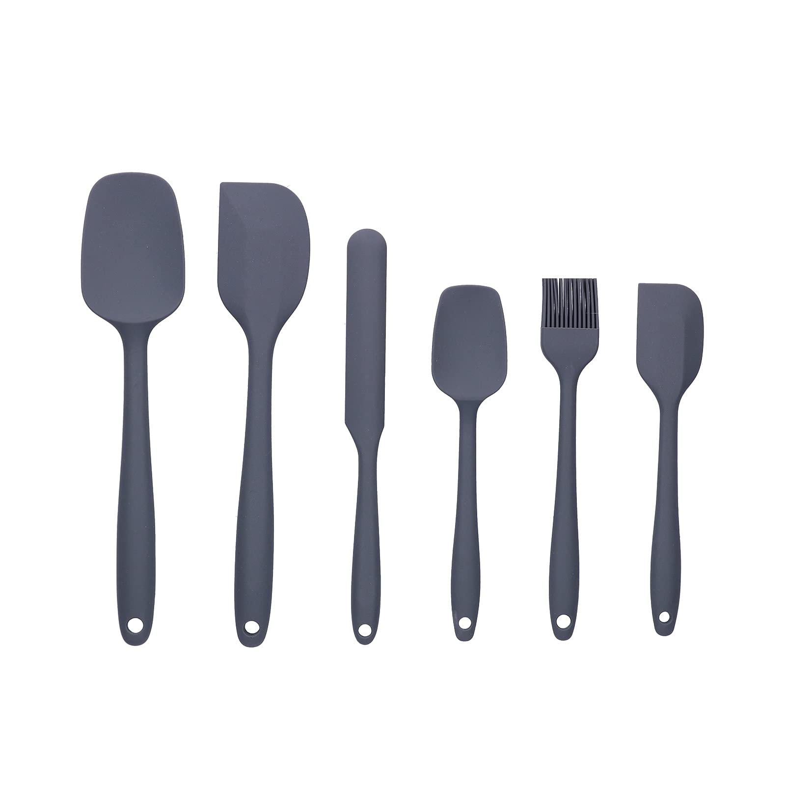 Premium 6-Piece Silicone Spatula Set - Heat-Resistant Kitchen Utensils for Baking, Cooking & Food Prep - Includes Oil Brush - Non-Stick & BPA-Free (Gray) - Perfect for Home Chefs & Professional Bakers