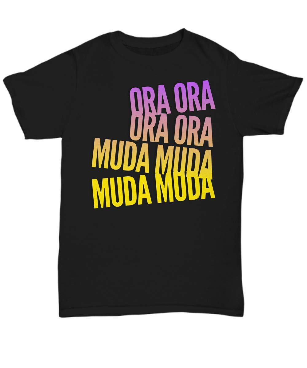 Anime Manga JoJo's Bizarre Adventure T-Shirt - Ora Ora Ora Muda Muda Muda Graphic Tee - Unisex Casual Cotton Shirt for Cosplay, Conventions & Anime Fans