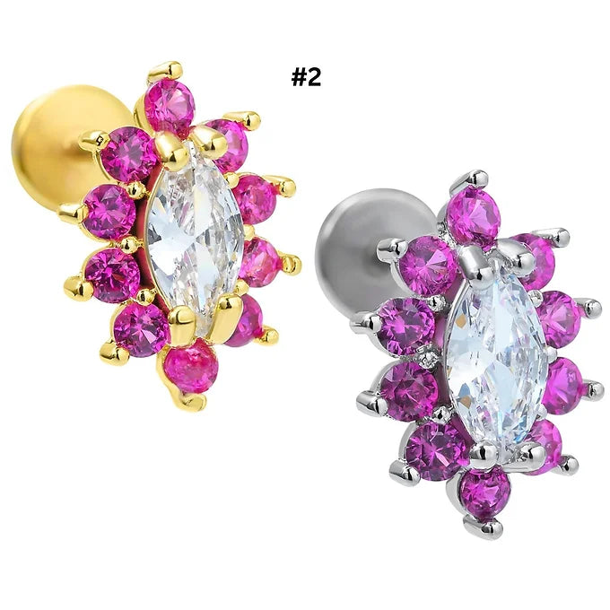 20G Color CZ Flat Back Stud Push Pin Earrings for Women | Hypoallergenic Fashion Jewelry | Perfect for Parties, Weddings & Daily Wear | CD060