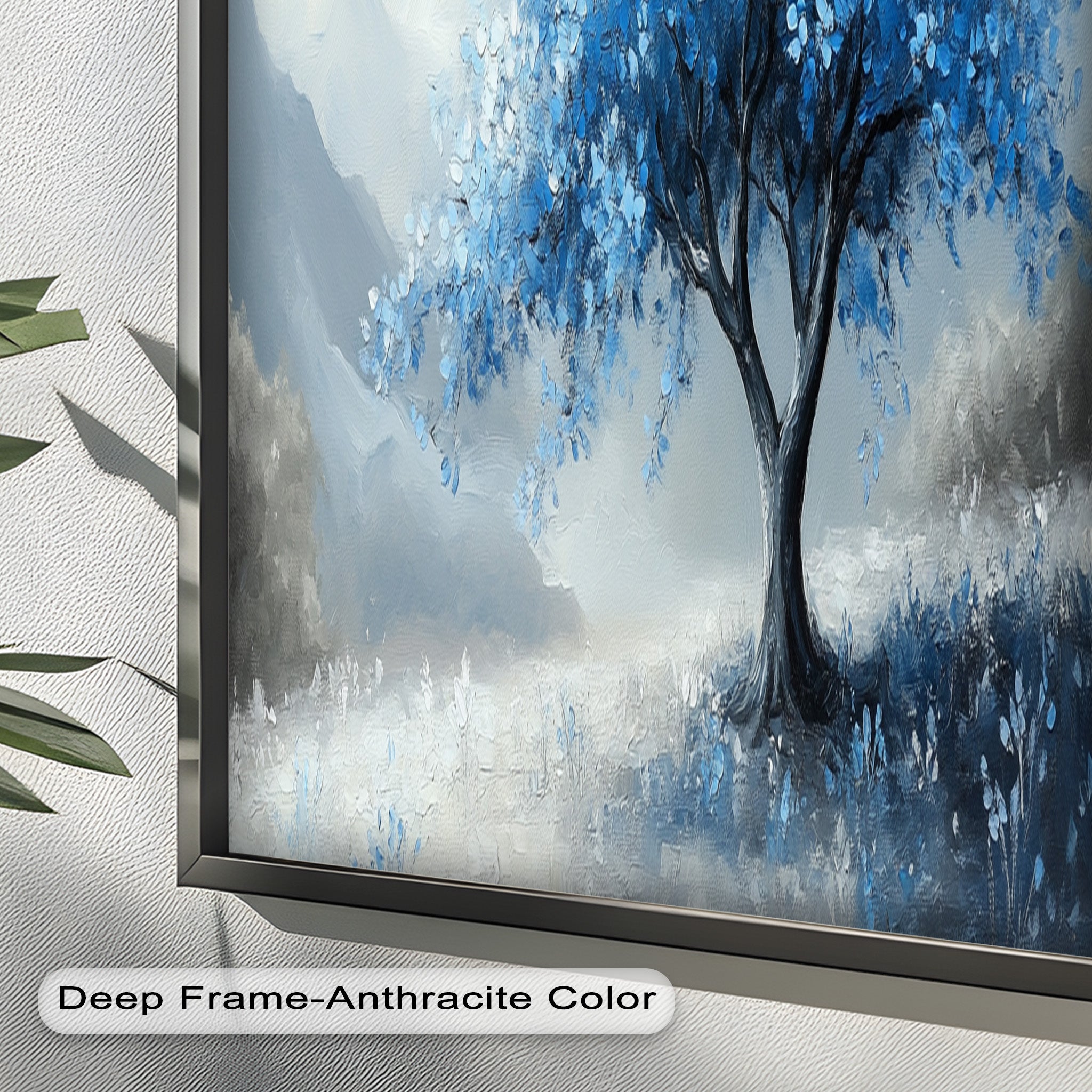 Blue Tree Landscape Oil Painting - Handmade Canvas Art for Home & Office Decor, Living Room Wall Art, Gift Idea
