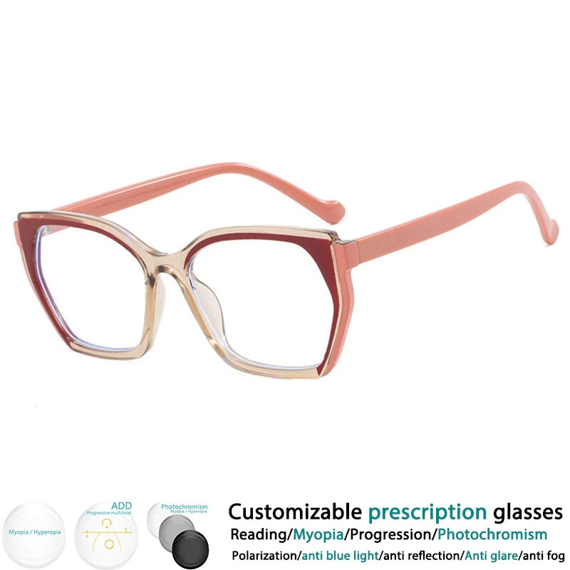 CCspace Women's Full Rim Square TR90 Titanium Eyeglasses Frame 302181 - Lightweight & Durable for Work, Reading & Fashion