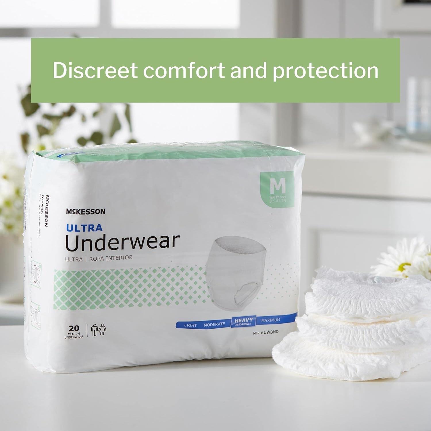 **McKesson Ultra Pull-On Disposable Absorbent Underwear for Adults - Heavy Absorbency, Tear-Away Seams, Unisex - Ideal for Incontinence, Post-Surgery & Travel**