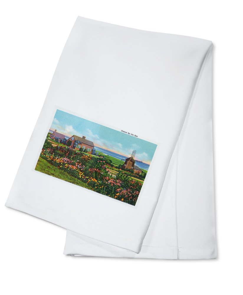 Cape Cod Massachusetts Coastal Homes Print - 100% Cotton Tea Towel Set | Decorative Kitchen & Hand Towels for Beach House Decor | Perfect for Coastal-Themed Kitchens, Bathrooms & Gift Giving