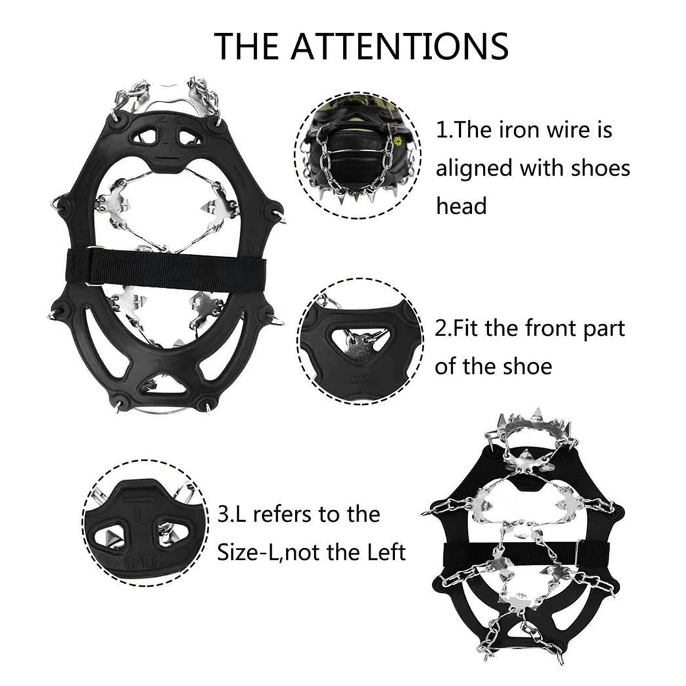 LIXADA 26-Tooth Stainless Steel Ice Claws - Anti-Slip Shoe Grips for Outdoor Ice & Snow Climbing, Hiking, Winter Sports and Safety Traction on Slippery Surfaces