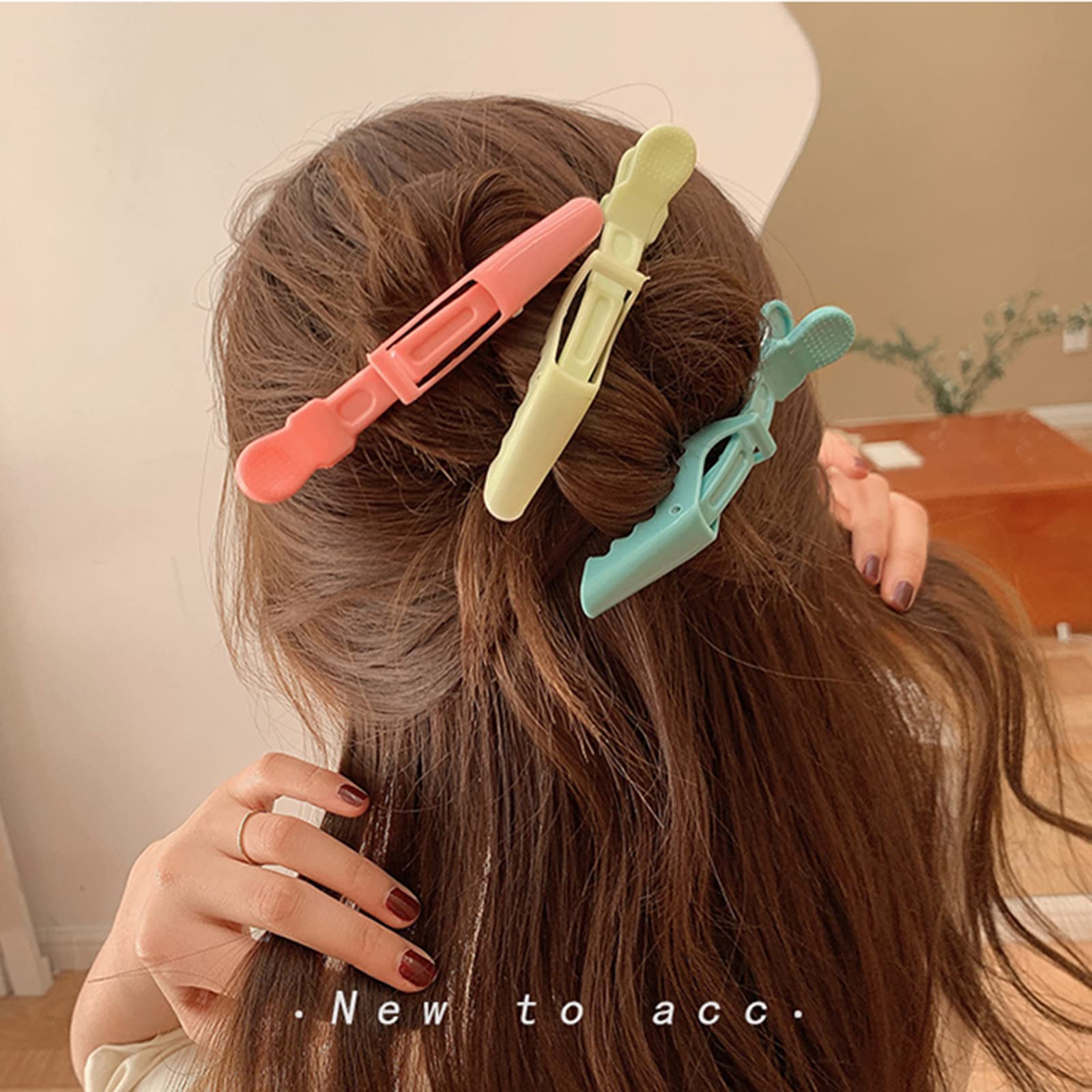 24-Piece Steel Hair Parting Rings & Alligator Styling Clips - Rat Tail Comb for Braiding, Curling & Hair Extensions (Mixed Colors) - Perfect for Salon Stylists & DIY Hairdressing at Home