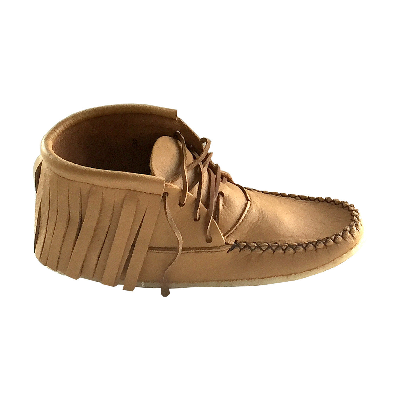 Women's Fringed Crepe Sole Moose Hide Moccasin Boots - Comfortable Winter Ankle Boots for Casual Wear & Outdoor Adventures