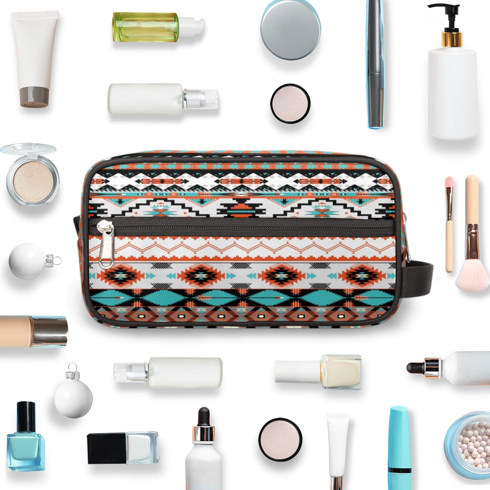 Pardick Aztec Geometric Travel Toiletry Bag for Women & Men - Waterproof Cosmetic Makeup Organizer, Large Capacity Dopp Kit for Toiletries & Shaving Accessories - Perfect for Travel, Gym, Camping & Daily Use