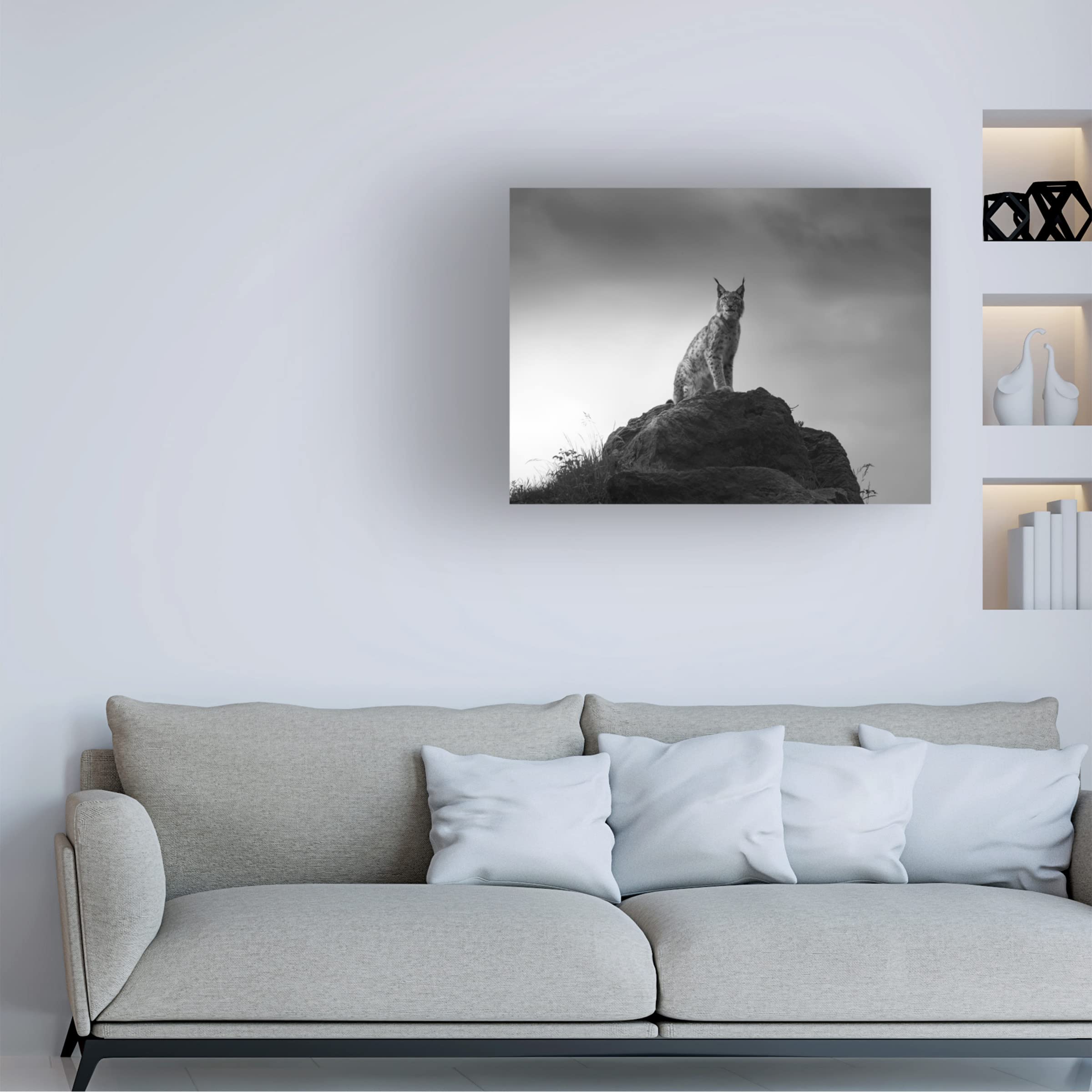 Trademark Fine Art 'Lynx Drama' Canvas Wall Art by Sergio Saavedra Ruiz - Stunning Wildlife Painting for Living Room, Bedroom & Office Decor