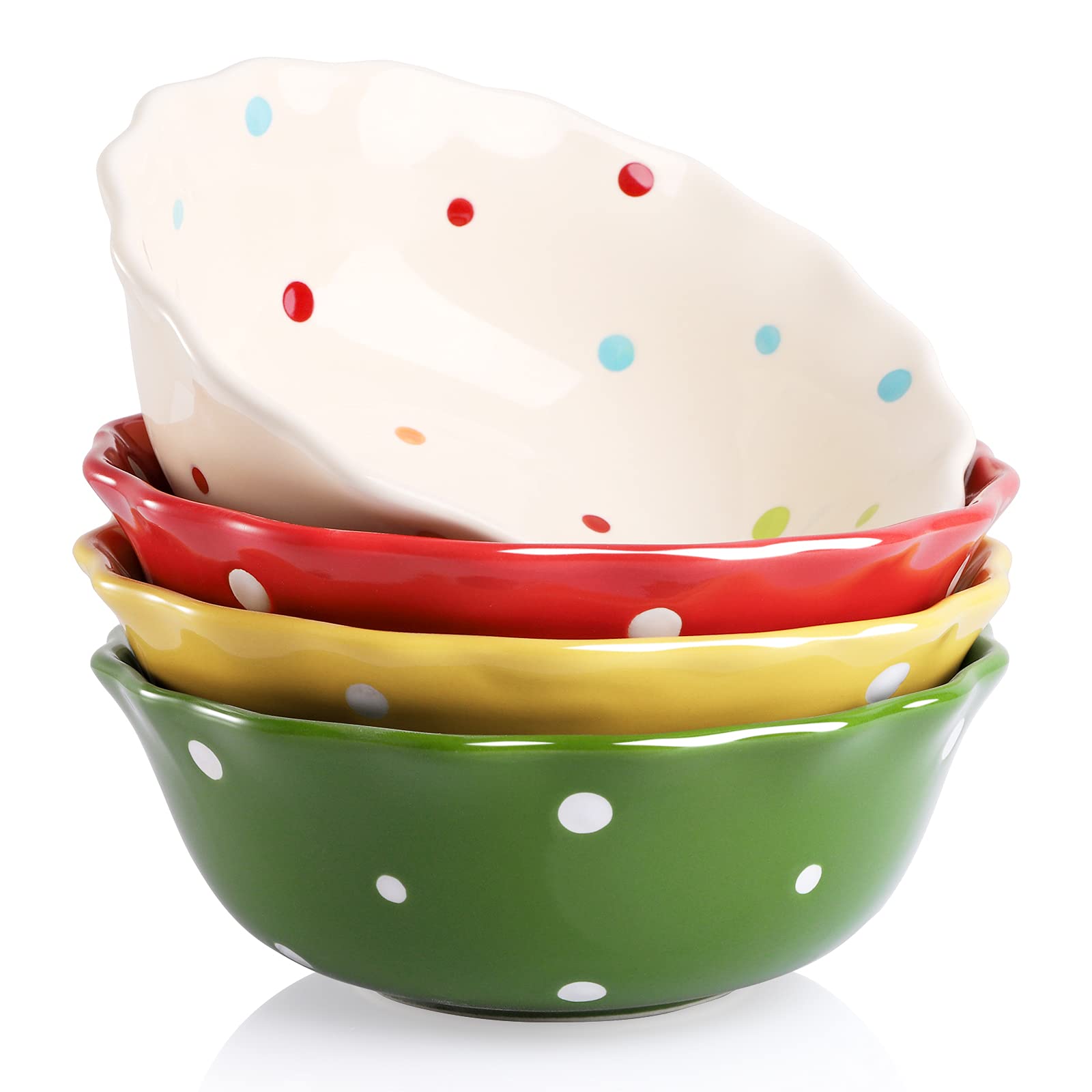 AVLA 4-Pack Porcelain Dessert Bowls - 16oz Ceramic Ice Cream Bowls for Kitchen, Serving Bowls for Soup, Cereal, Salad, Nuts, Oatmeal & Fruit - Microwave & Dishwasher Safe - Perfect for Desserts, Snacks & Meal Prep