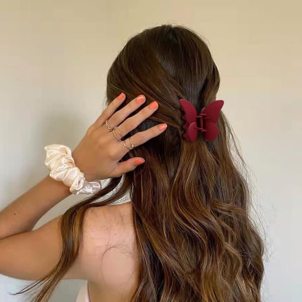 Butterfly Hair Clips for Women & Girls - 4Pcs Matte Jaw Claw Clips for Thin Hair - Hair Accessories for Ponytail, Bun & Updo Hairstyles - Perfect for School, Work & Parties
