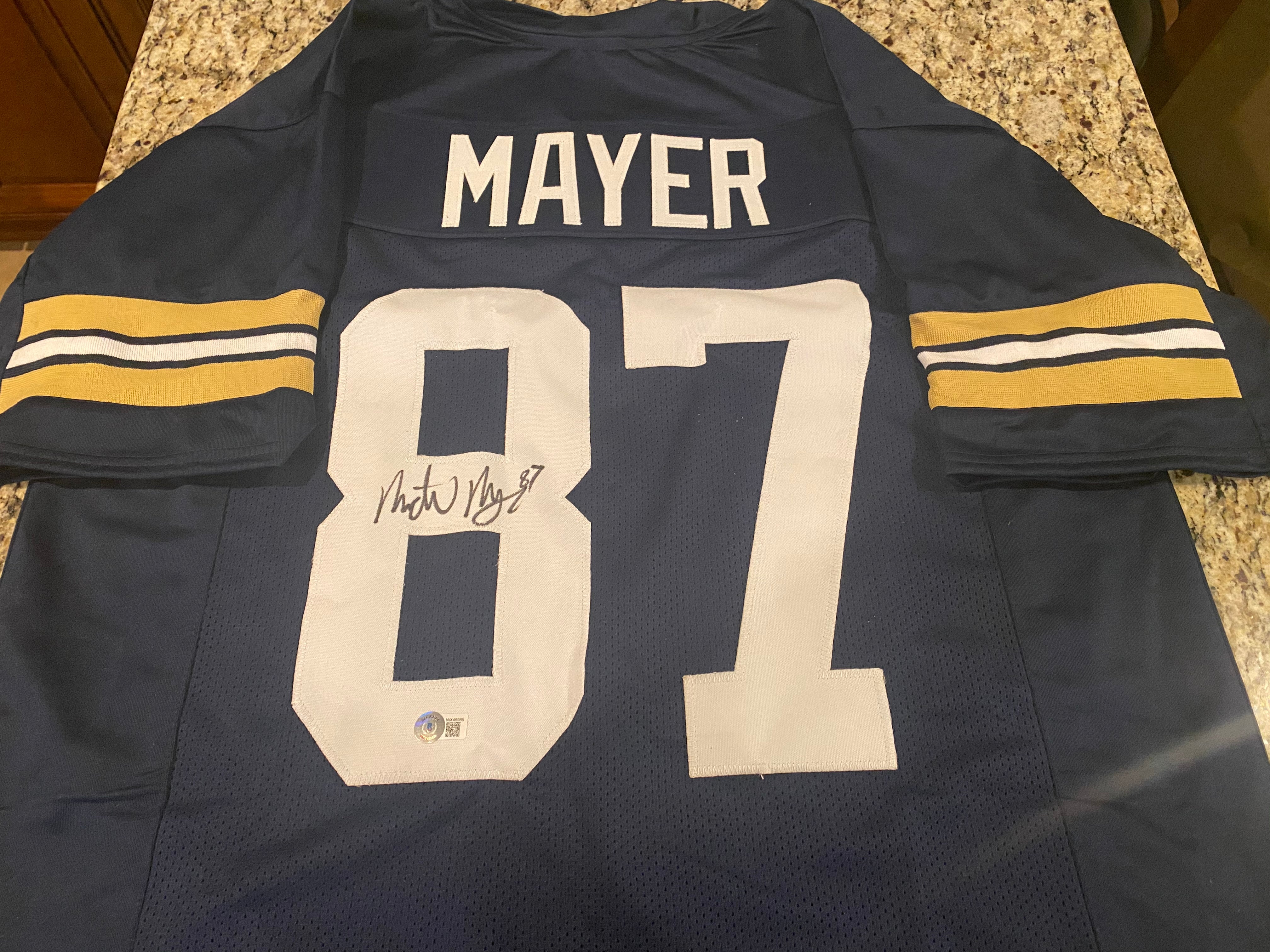 Michael Mayer Autographed Notre Dame Fighting Irish 2021 Shamrock Series Blue Football Jersey - Limited Edition Collectible for Fans & Memorabilia Enthusiasts