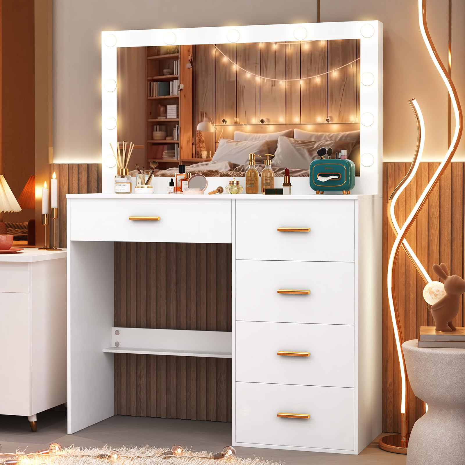 Vanity Desk with Mirror and Light - 31.5