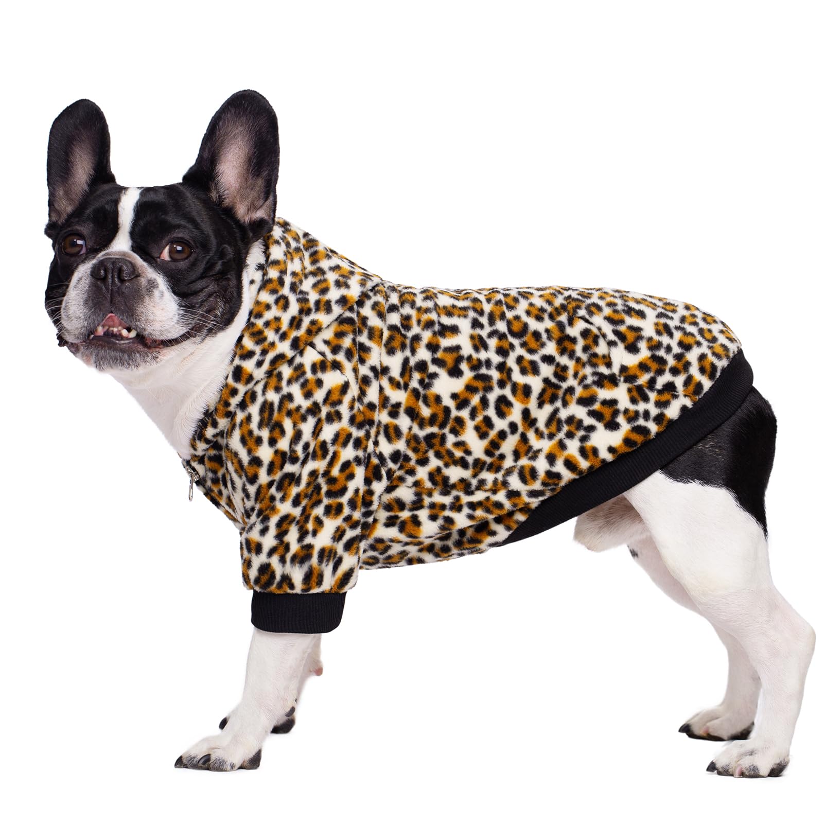 French Bulldog Hoodie Sweatshirt with Pockets - Warm Fleece Dog Clothes for Small Dogs, Puppies & Chihuahuas - Cozy Pet Hoodie for Cats & Dogs - Perfect for Winter Walks & Indoor Lounging
