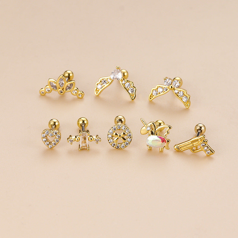 20G Hypoallergenic Heart Stud Earrings - Surgical Steel Cartilage Tragus Helix Piercing Jewelry | Perfect for Unicorn Tragus, Ear Cuffs & Unique Ear Stacks