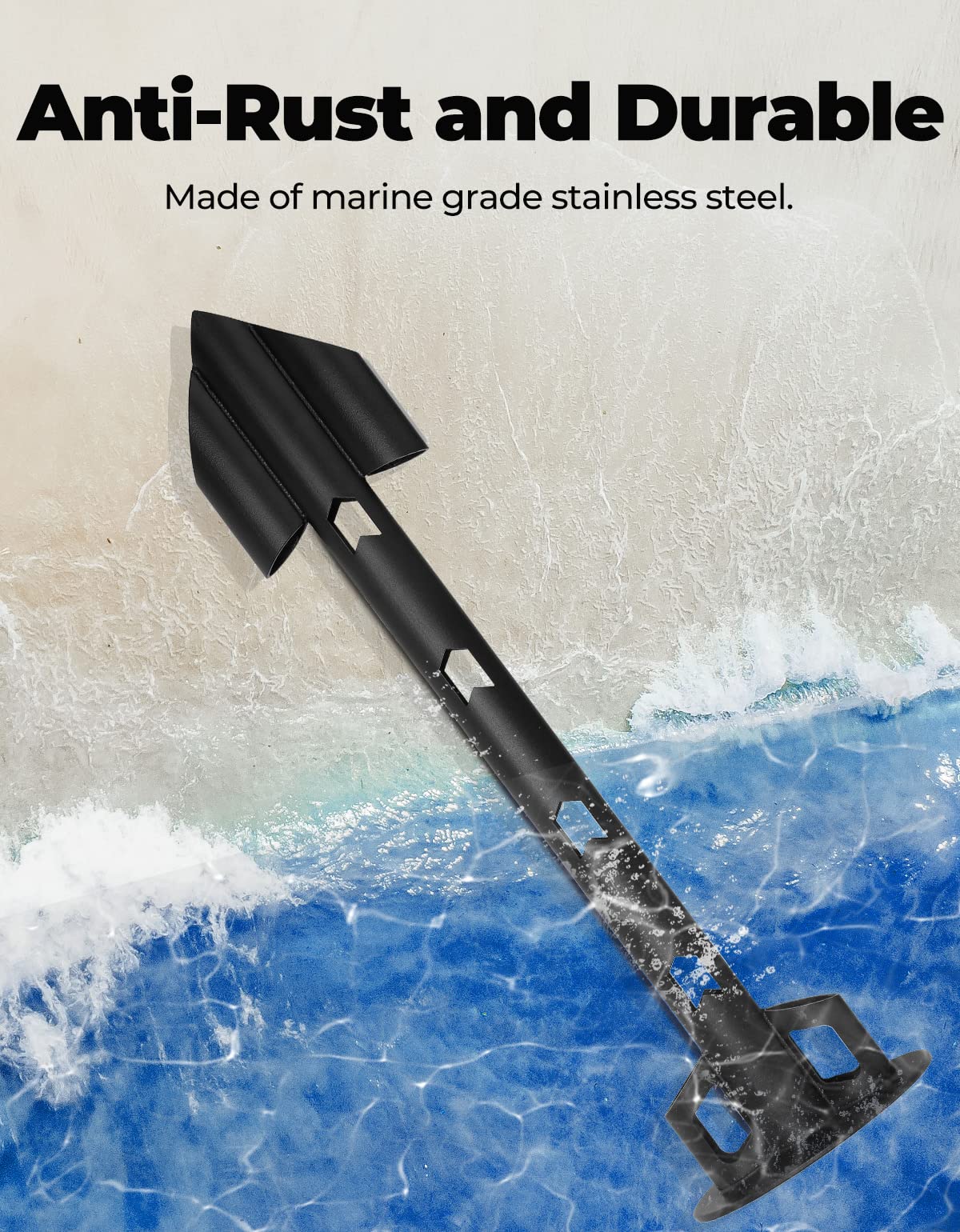 KEMIMOTO Boat Anchor Kit - Kayak, Jet Ski & PWC Anchor for Shallow Water with Sand Anchor - Perfect for Small Boats, Pontoons & Canoes | Marine Safety Equipment for Fishing & Water Sports