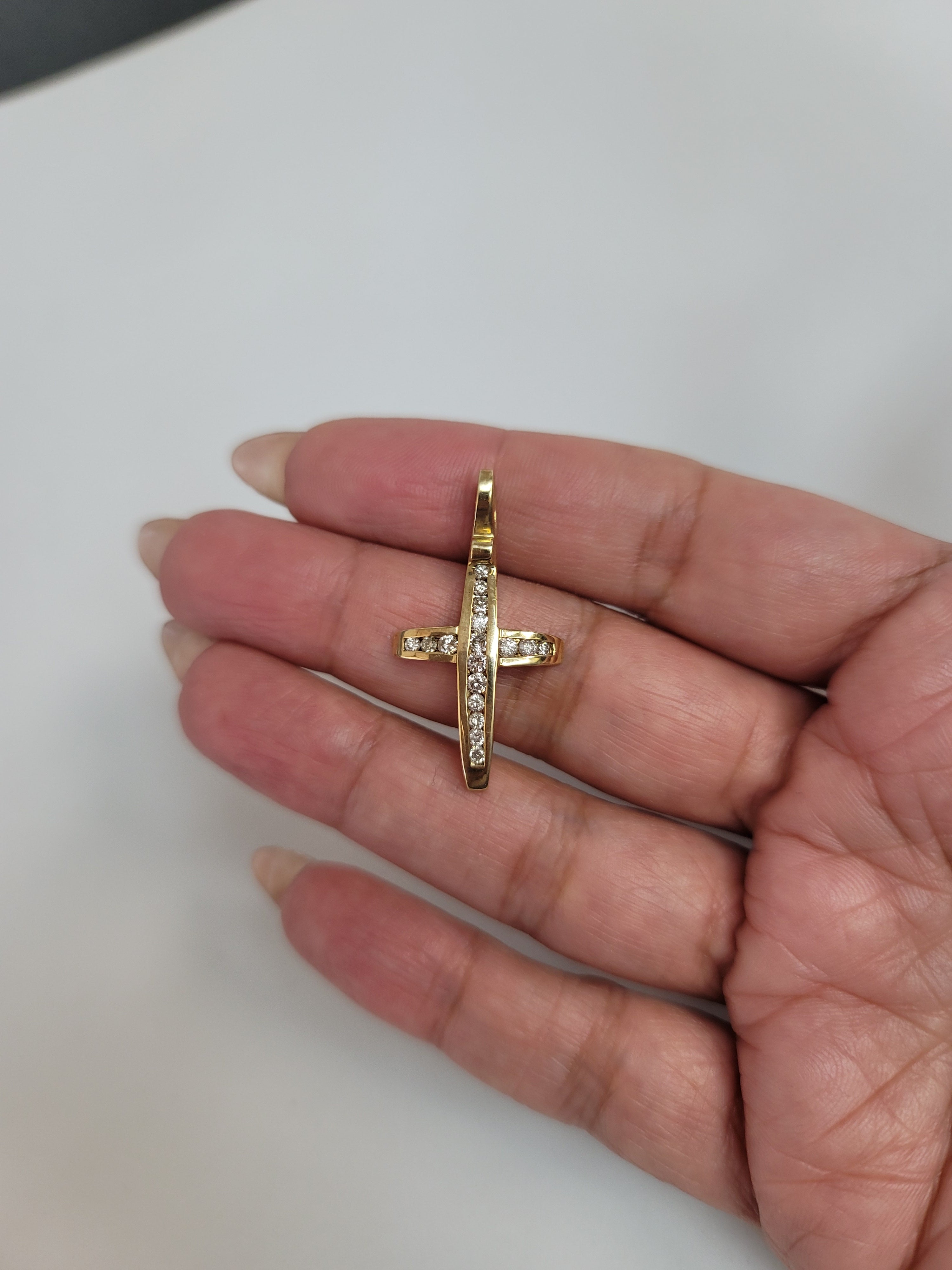 1/2 Carat Channel Set Diamond Cross Pendant in 14k Yellow Gold - Perfect for Gifts, Weddings & Everyday Elegance