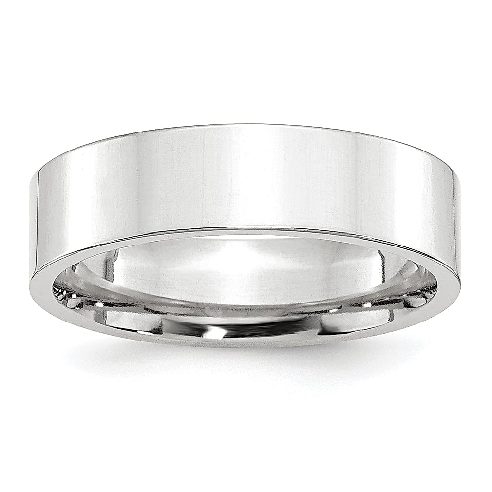 14K White Gold 6mm Comfort Fit Wedding Band Ring for Men - Size 10.5 Classic Flat Design Fine Jewelry - Perfect Gift for Dad, Husband & Special Occasions (Engagement, Anniversary, Valentine's Day)