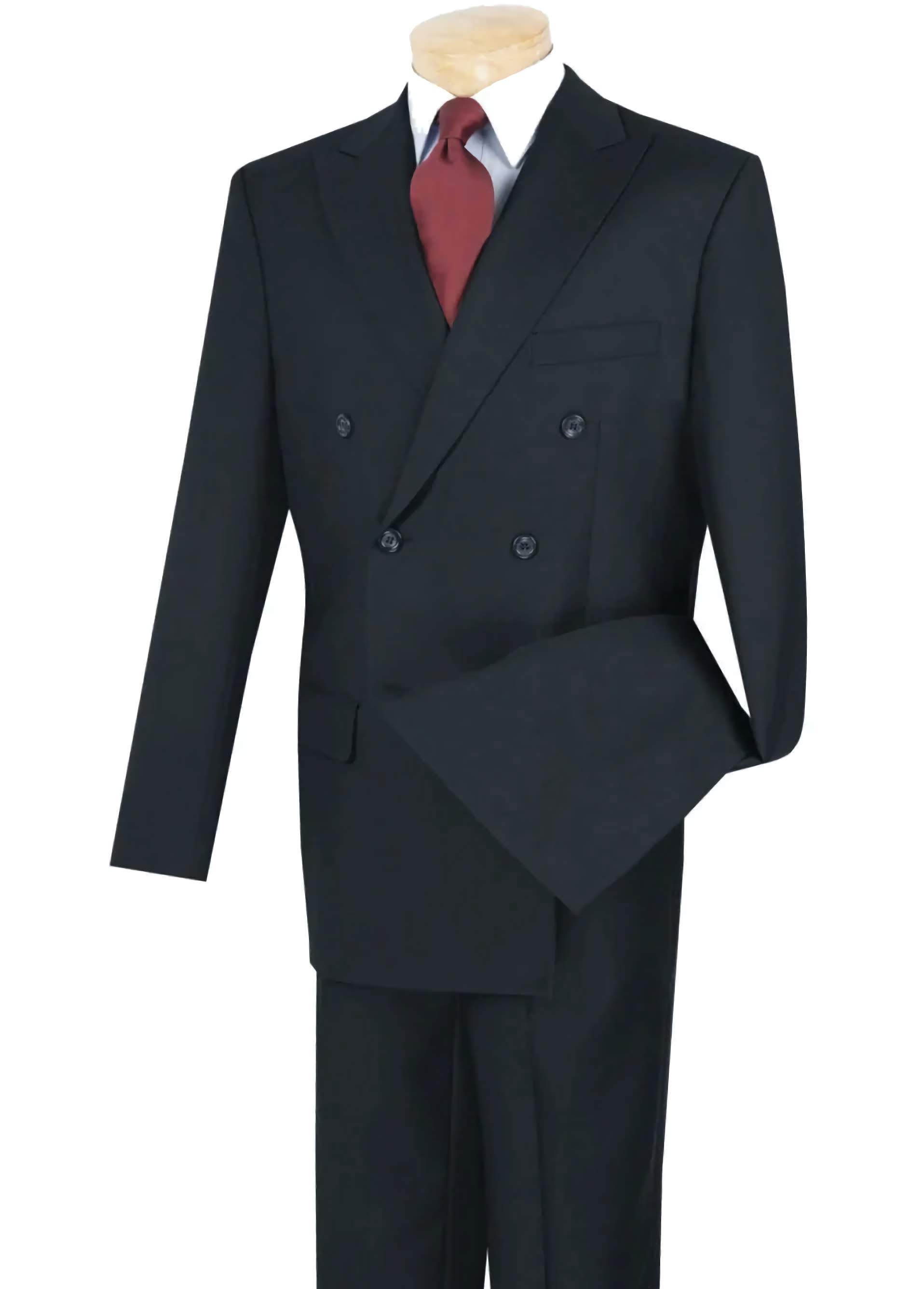 Navy Blue Double Breasted 2-Piece Suit for Men - Slim Fit Business Formal Attire - Perfect for Weddings, Office Meetings & Special Occasions