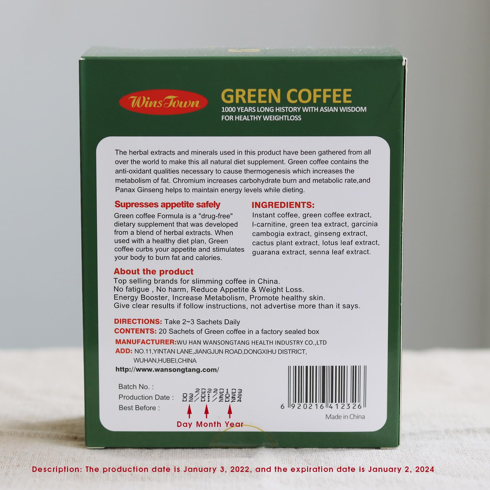 Premium 200g Natural Green Coffee Bean Extract for Weight Loss - 20 Convenient Sachets | Metabolism Booster & Fat Burner Supplement for Daily Wellness Routine at Home or Office
