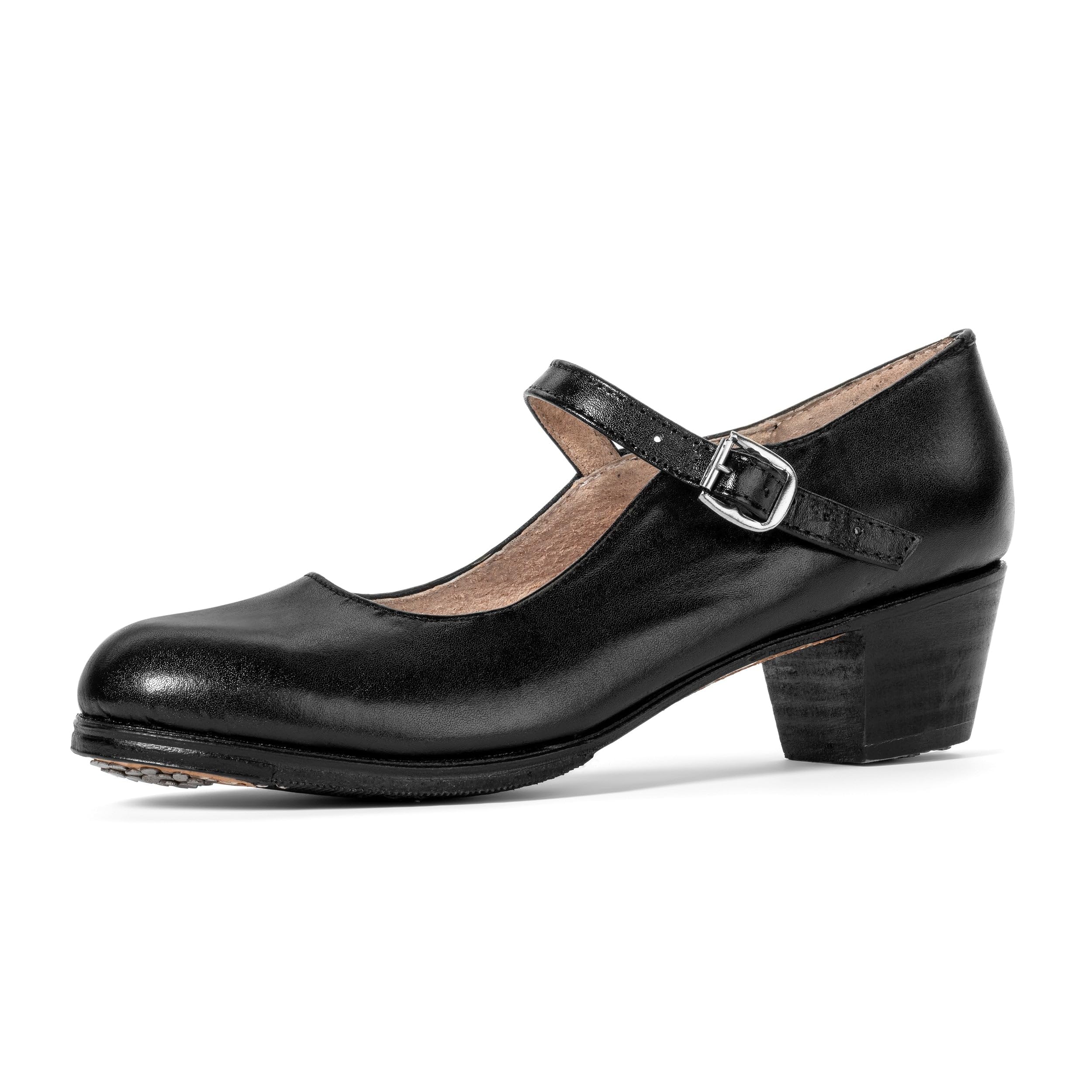 Colonial 125 Kids Folklorico Flamenco Dance Shoes with Nails - Genuine Leather 4cm Heel for Girls & Boys - Perfect for Spanish Dance Performances & Cultural Events