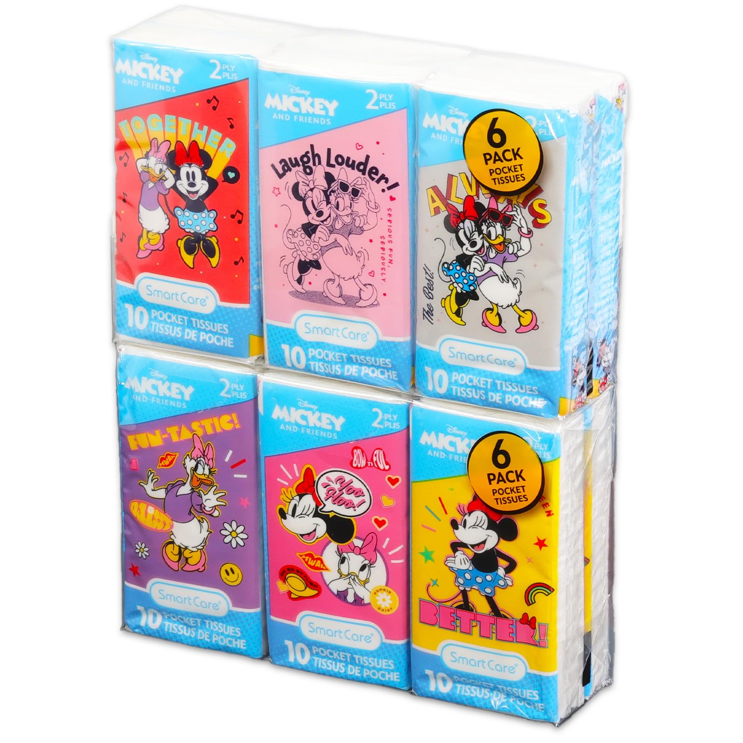 Minnie Mouse Travel Tissue Pack - 12 Packs of 10 Sheets (120 Tissues) with Disney Daisy Duck Stickers | Pocket Size Facial Tissues for School, Classroom, Office, Purse & On-the-Go Use | Disney Licensed Merchandise