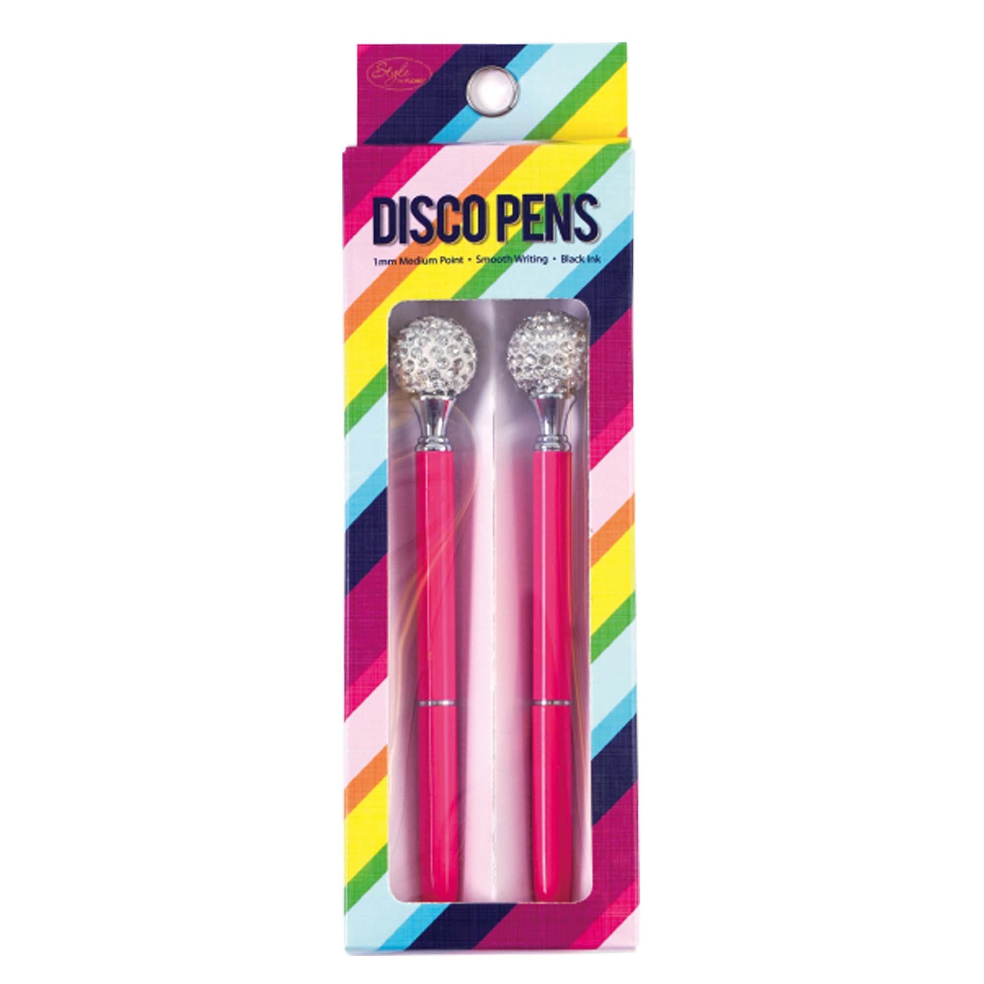 2-Pack Metal Ballpoint Pens with Disco Ball Design - Medium Point Black Ink Pens for Office, School & Party Writing Needs