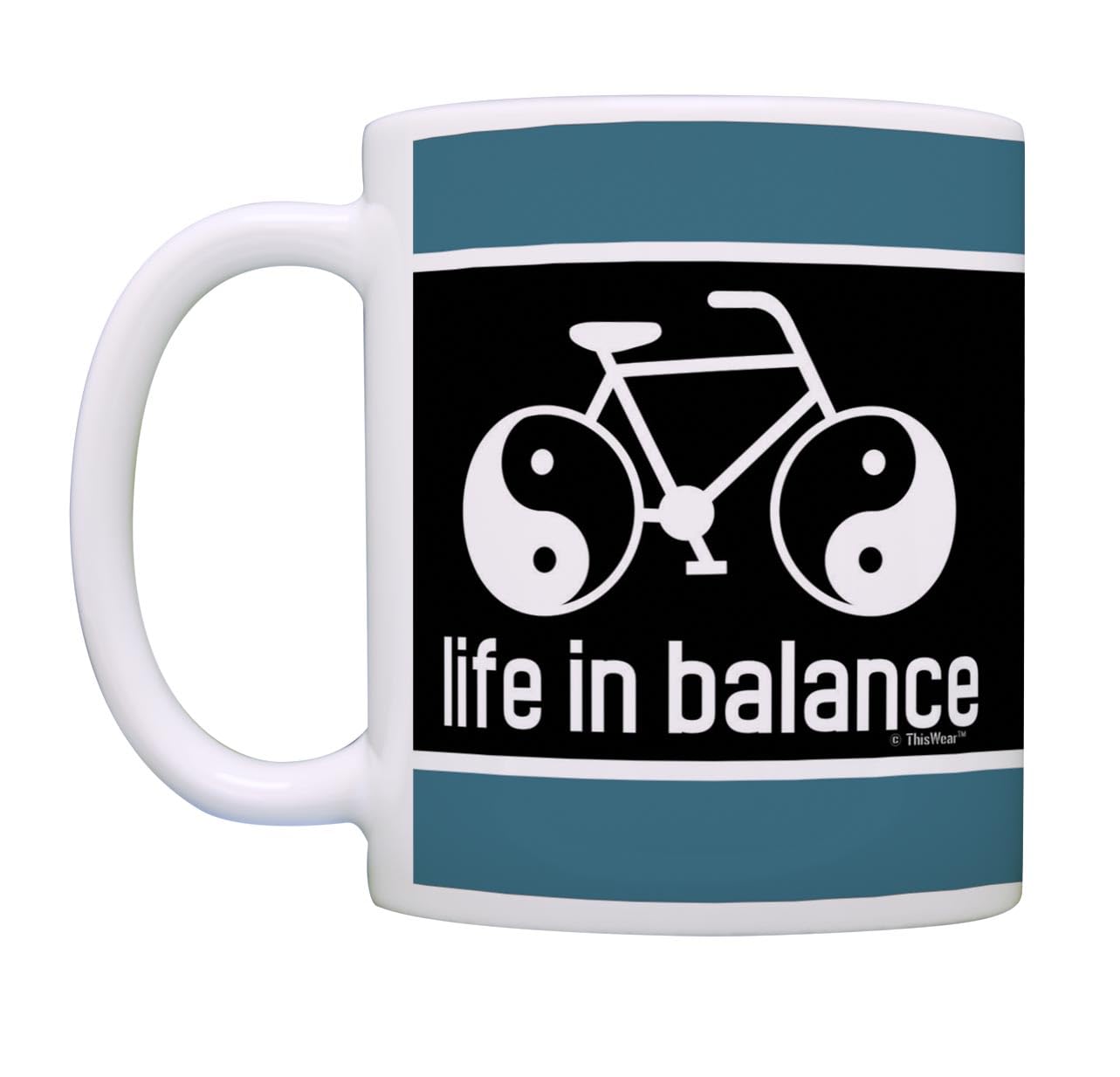 ThisWear Yin Yang Bike Enthusiast Mug - 11oz Ceramic Coffee Cup with Handle - Perfect Cycling Gift for Men & Women - Ideal for Morning Coffee, Office Use & Cycling Themed Gifts
