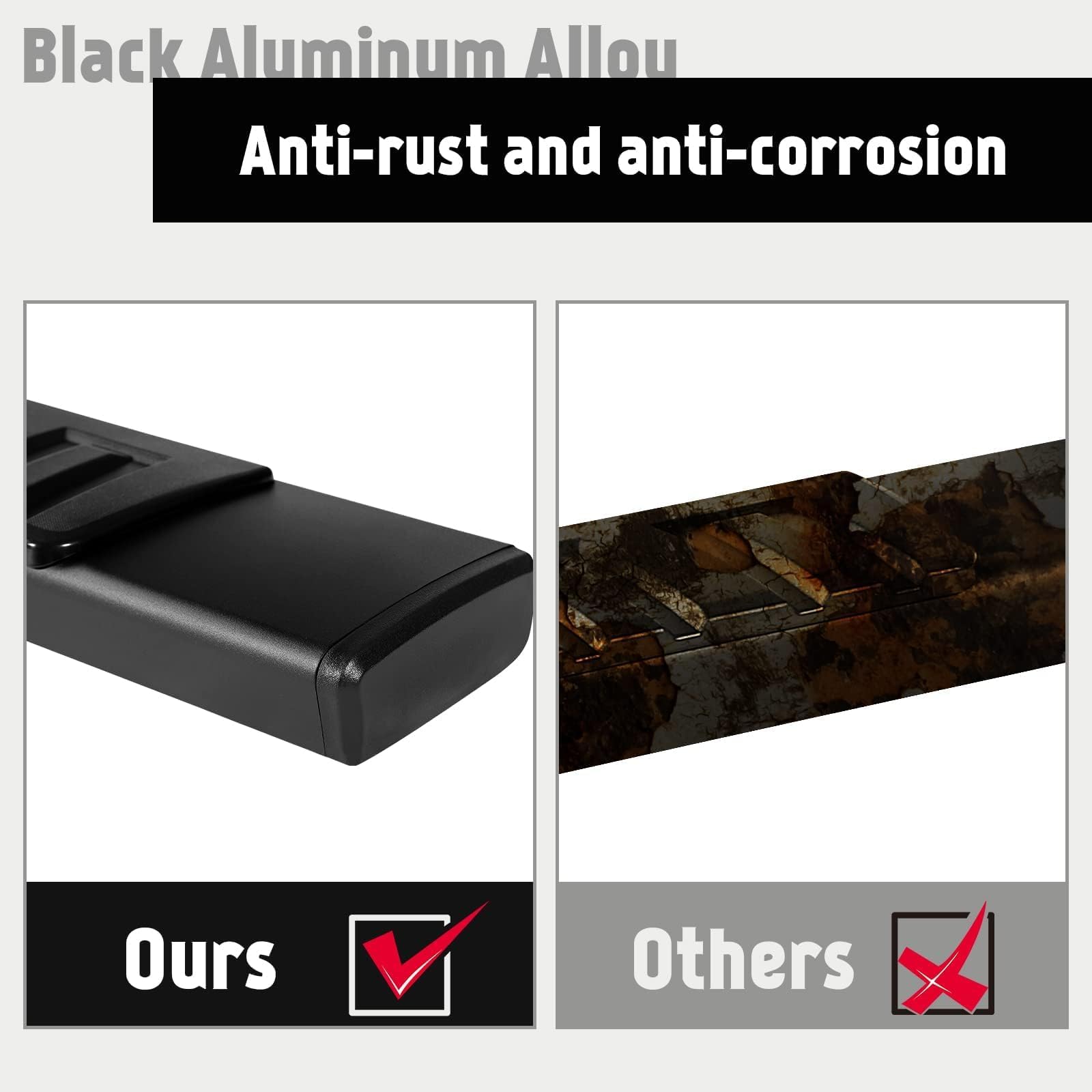 Black Aluminum Alloy Running Boards for 2009-2025 Dodge Ram 1500/2500/3500 Crew Cab - 6