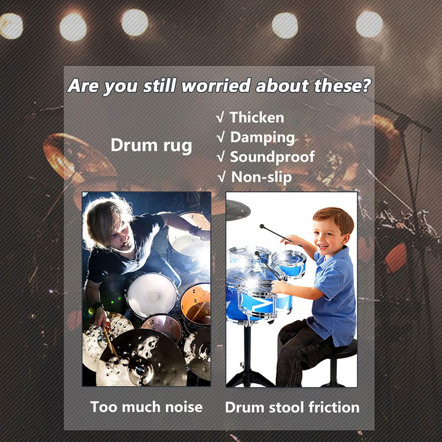 **Soundproof Non-Slip Drum Rug for Electronic & Acoustic Drum Kits - 160x180cm - Perfect for Bass Drum, Snare Drum & Home Studios**    *(Use Case: Ideal for drummers, home studios, and practice spaces to reduce noise and prevent slipping during performances or rehearsals.)*