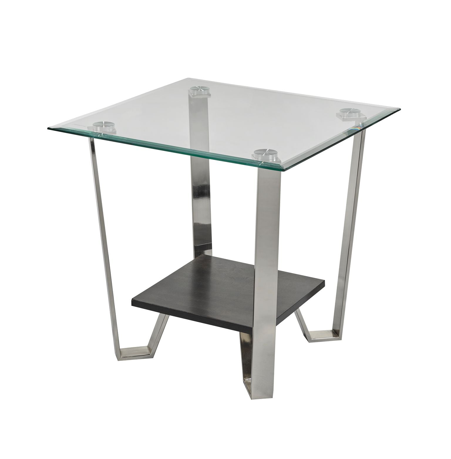 Modern Espresso & Silver End Table - Stylish Nightstand for Living Room, Bedroom, or Office - Compact Side Table with Durable Finish