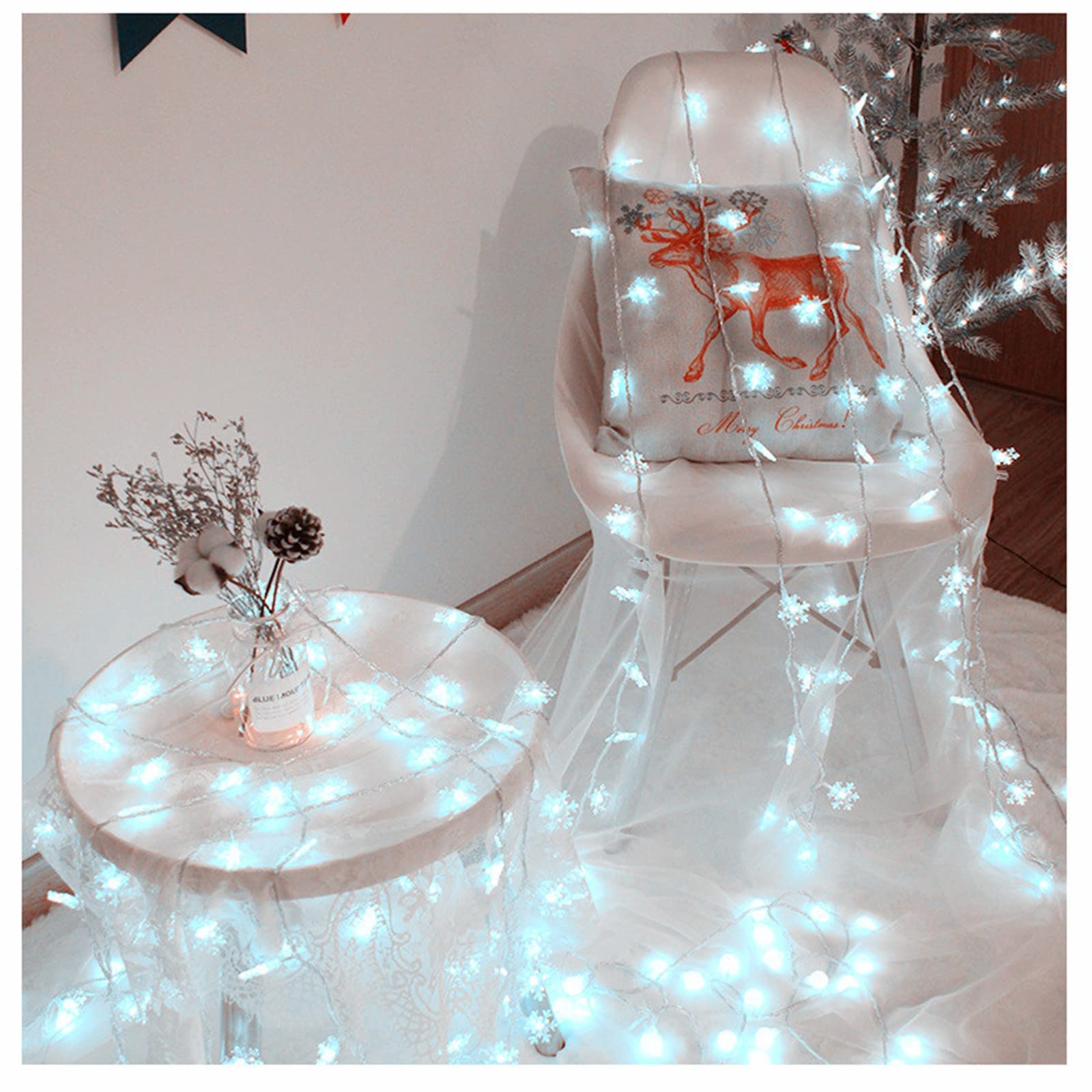 KINGJOHN 40 LED Snowflake String Lights - Waterproof Fairy Lights for Christmas, Wedding, Party & Home Decor | Indoor/Outdoor Use for Garden, Patio, Bedroom & Holiday Celebrations